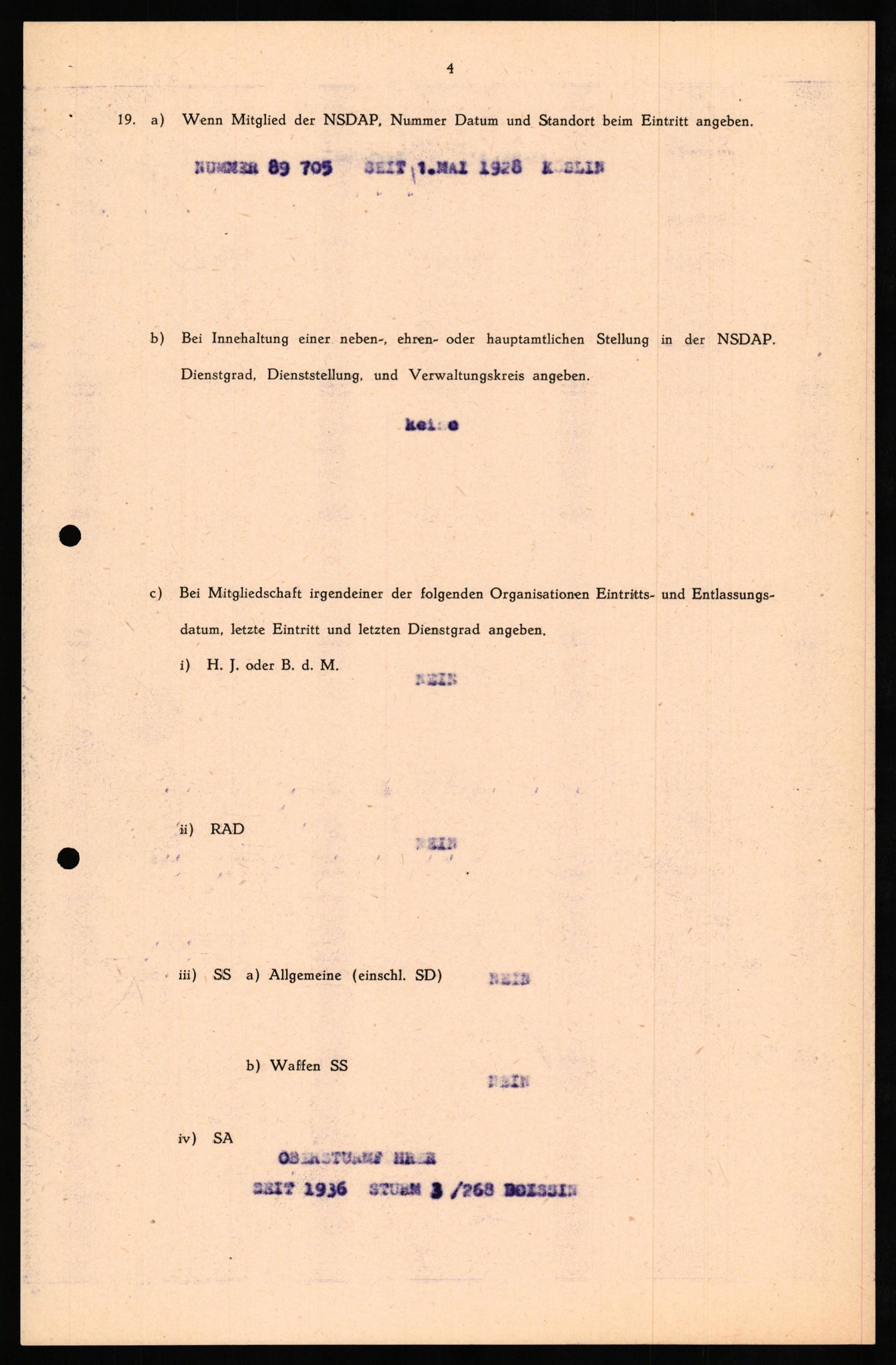 Forsvaret, Forsvarets overkommando II, AV/RA-RAFA-3915/D/Db/L0027: CI Questionaires. Tyske okkupasjonsstyrker i Norge. Tyskere., 1945-1946, p. 298