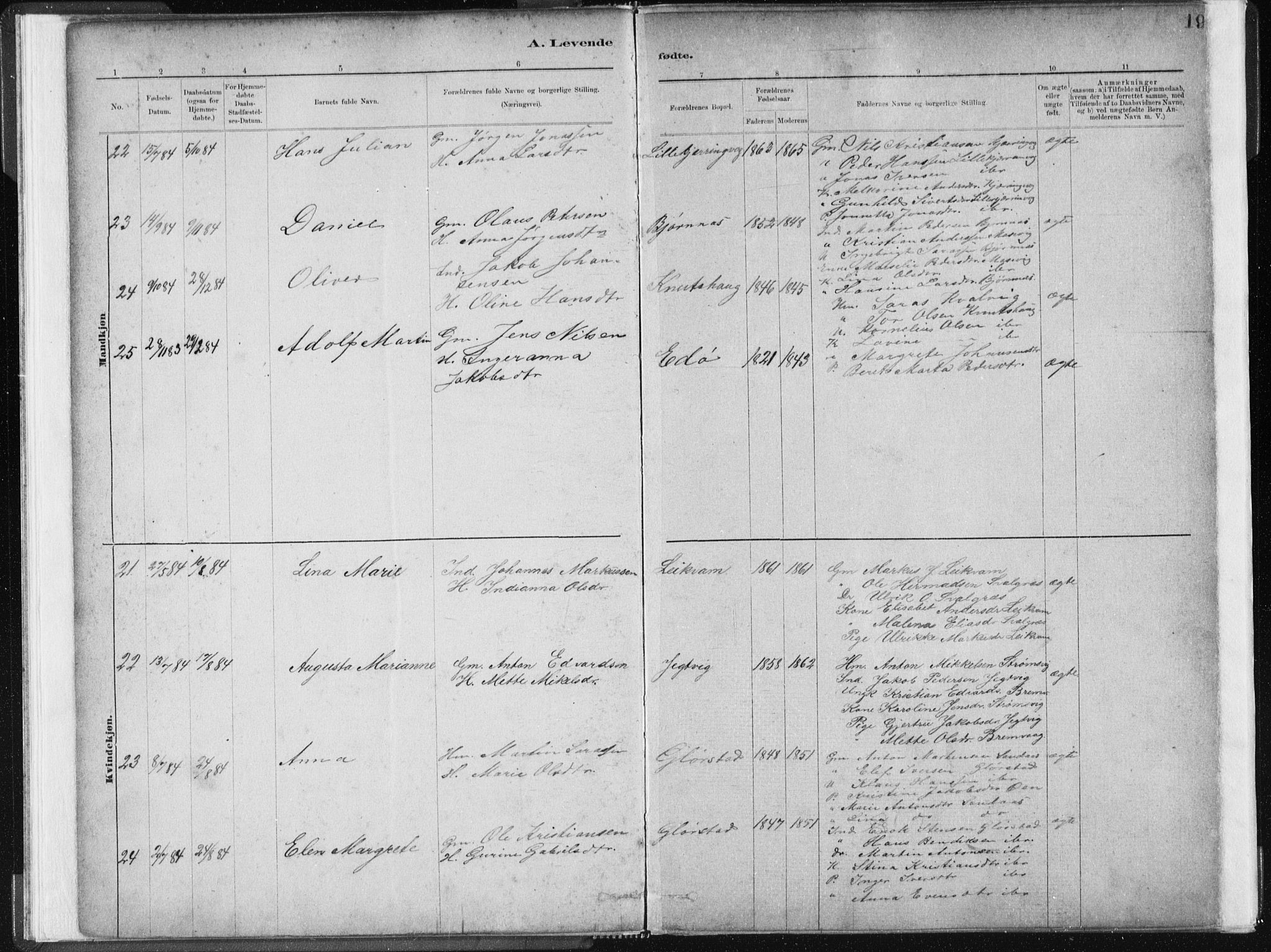 Ministerialprotokoller, klokkerbøker og fødselsregistre - Sør-Trøndelag, SAT/A-1456/634/L0533: Parish register (official) no. 634A09, 1882-1901, p. 19