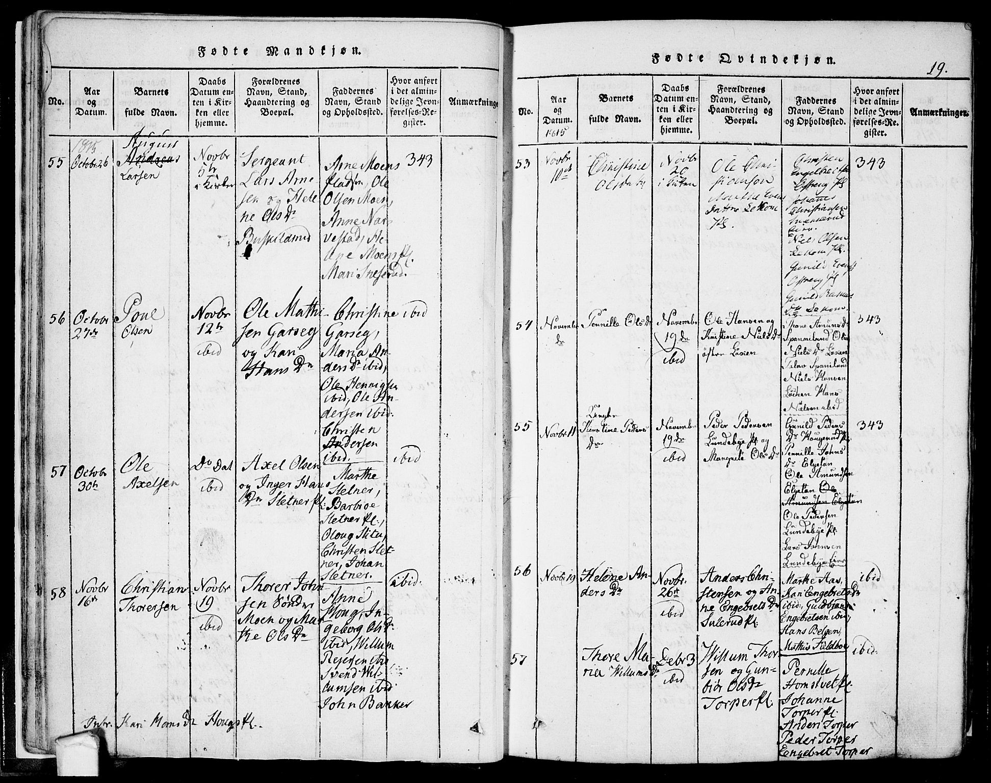 Eidsberg prestekontor Kirkebøker, AV/SAO-A-10905/F/Fa/L0007: Parish register (official) no. I 7, 1814-1832, p. 19