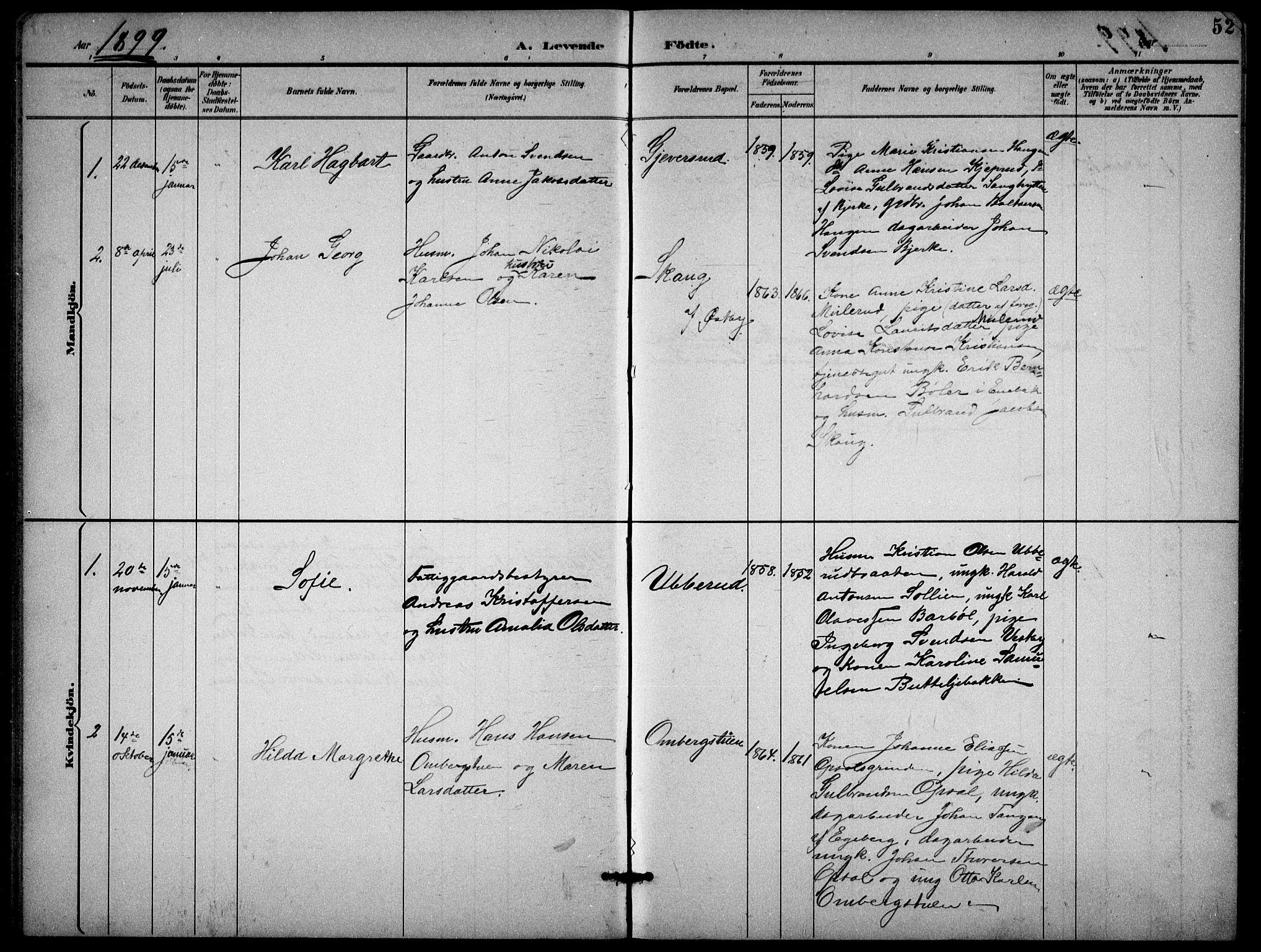 Enebakk prestekontor Kirkebøker, SAO/A-10171c/G/Gb/L0002: Parish register (copy) no. II 2, 1891-1903, p. 52