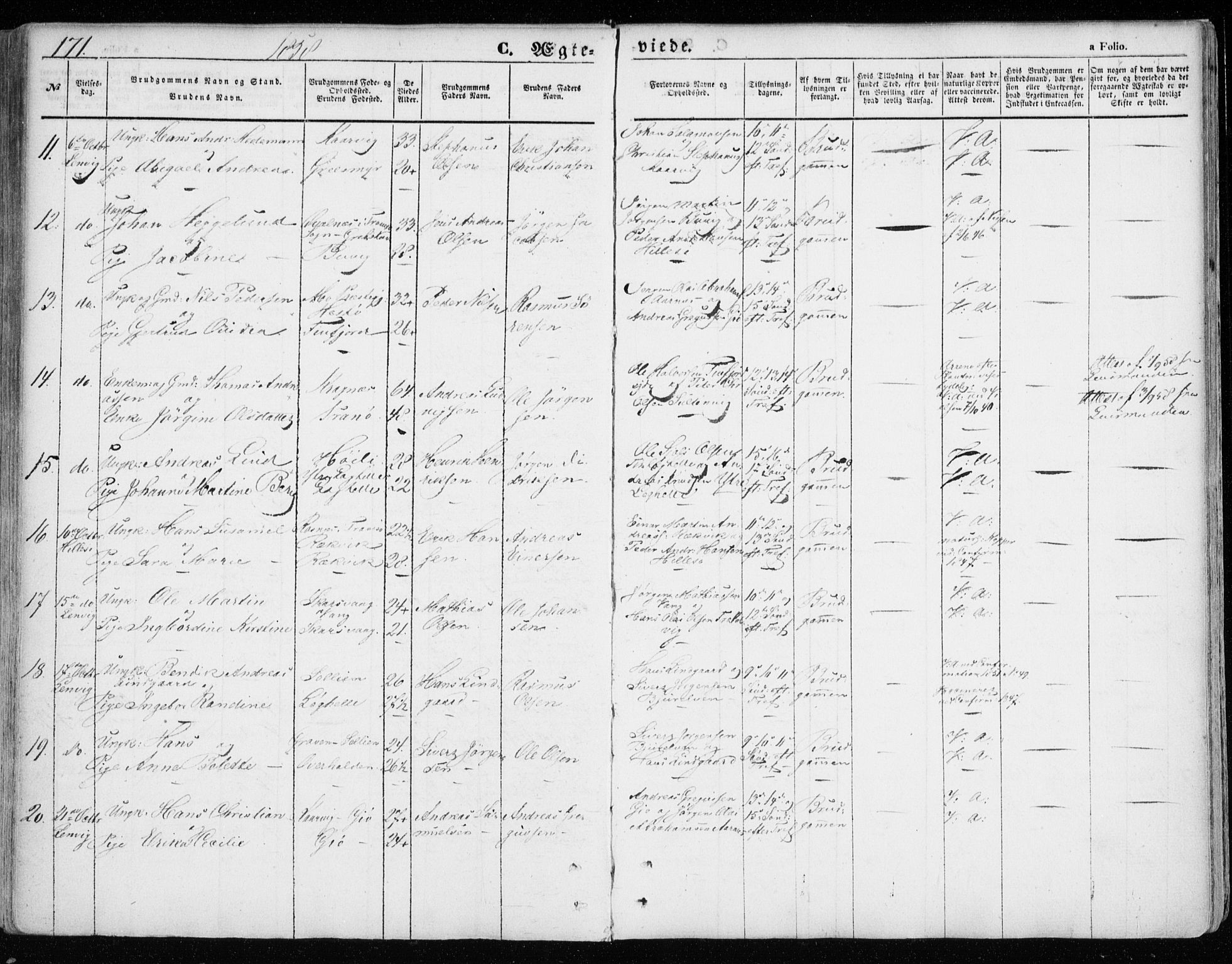 Lenvik sokneprestembete, SATØ/S-1310/H/Ha/Haa/L0007kirke: Parish register (official) no. 7, 1855-1865, p. 171