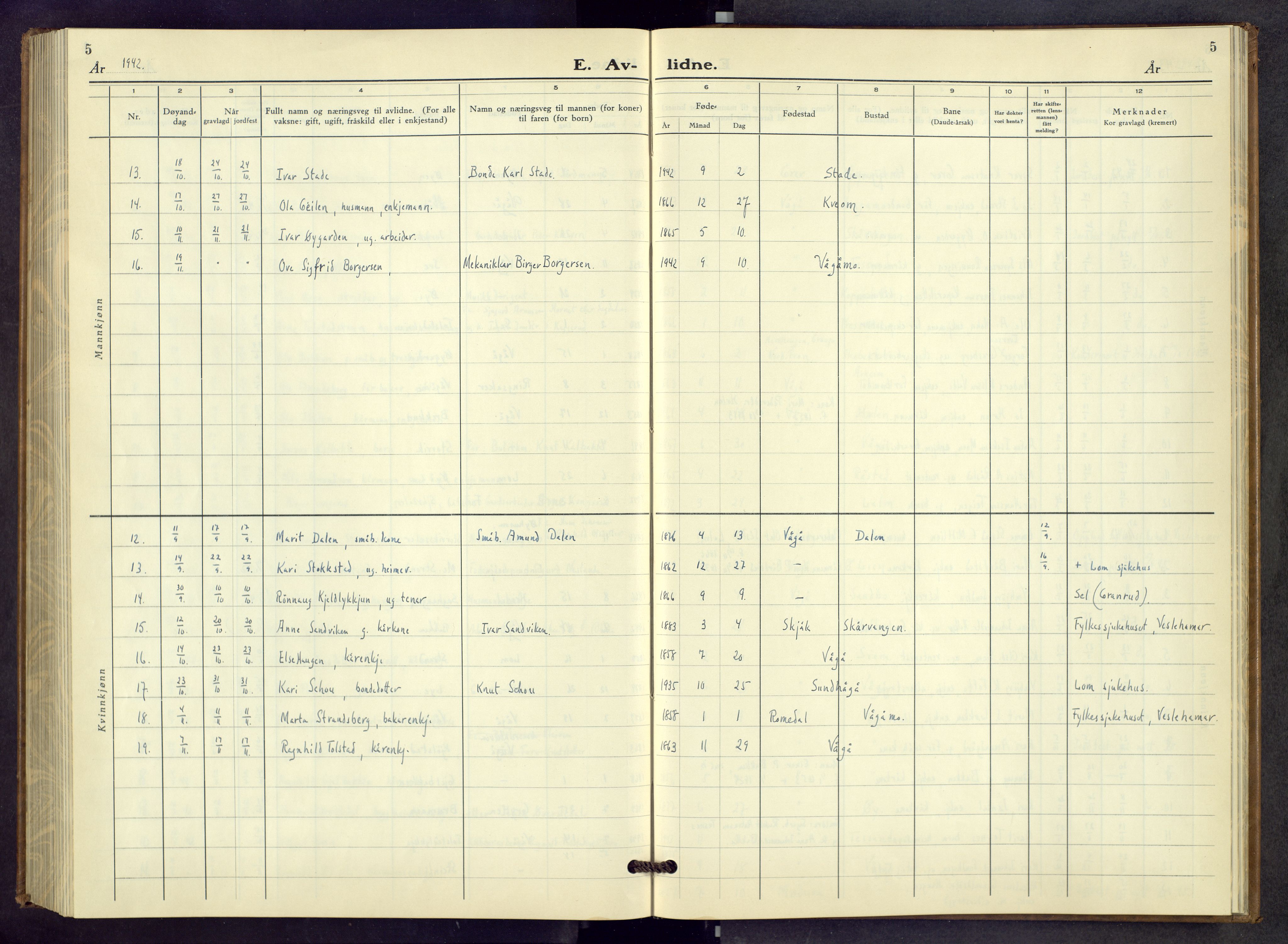 Vågå prestekontor, AV/SAH-PREST-076/H/Ha/Hab/L0003: Parish register (copy) no. 3, 1940-1961, p. 5