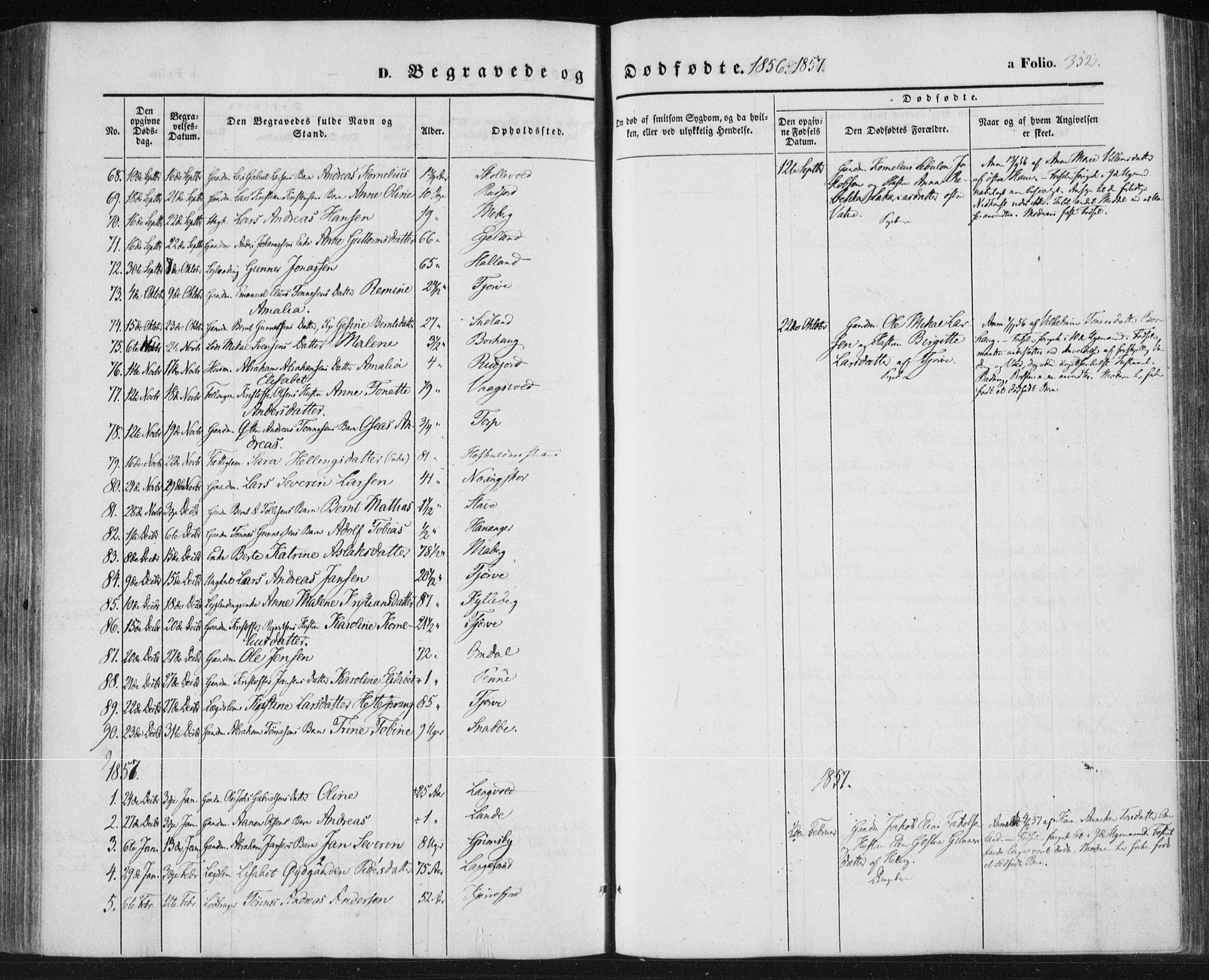 Lista sokneprestkontor, AV/SAK-1111-0027/F/Fa/L0010: Parish register (official) no. A 10, 1846-1861, p. 352