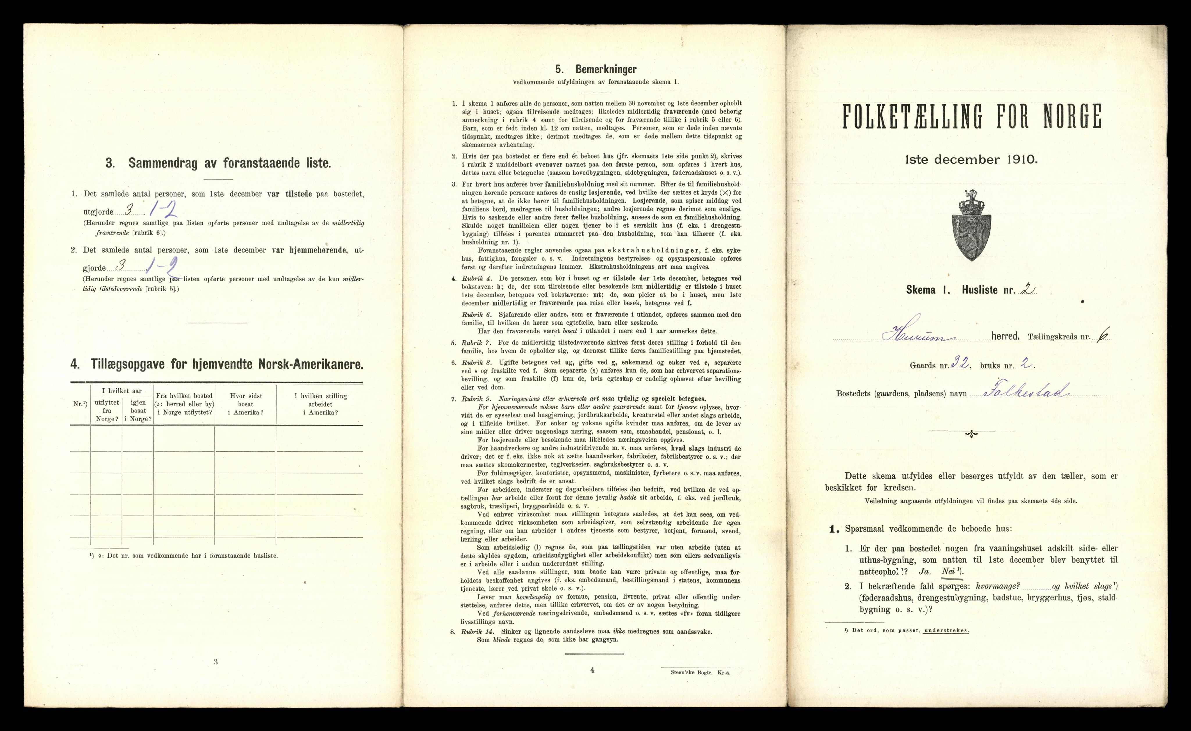 RA, 1910 census for Hurum, 1910, p. 870