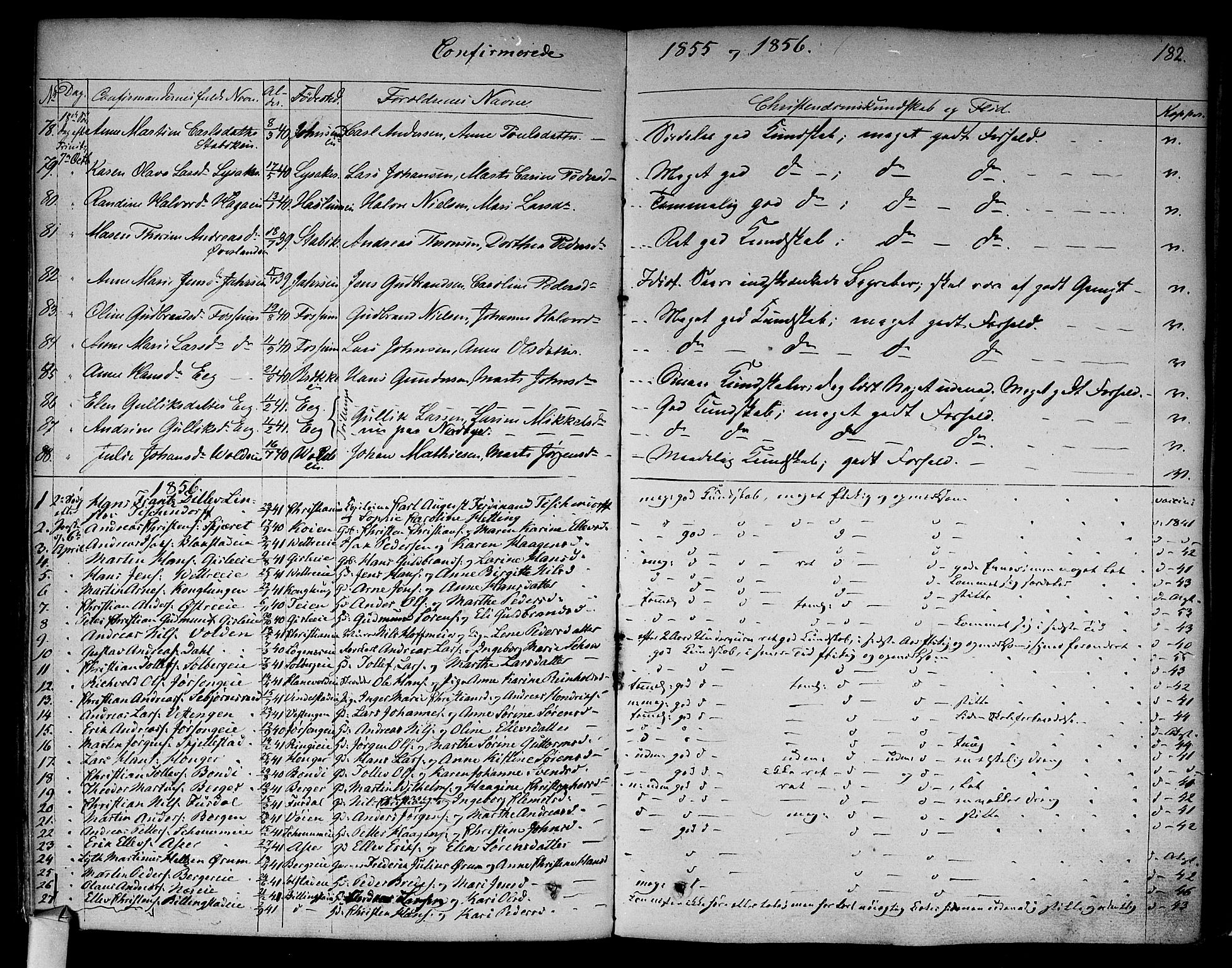 Asker prestekontor Kirkebøker, SAO/A-10256a/F/Fa/L0009: Parish register (official) no. I 9, 1825-1878, p. 182
