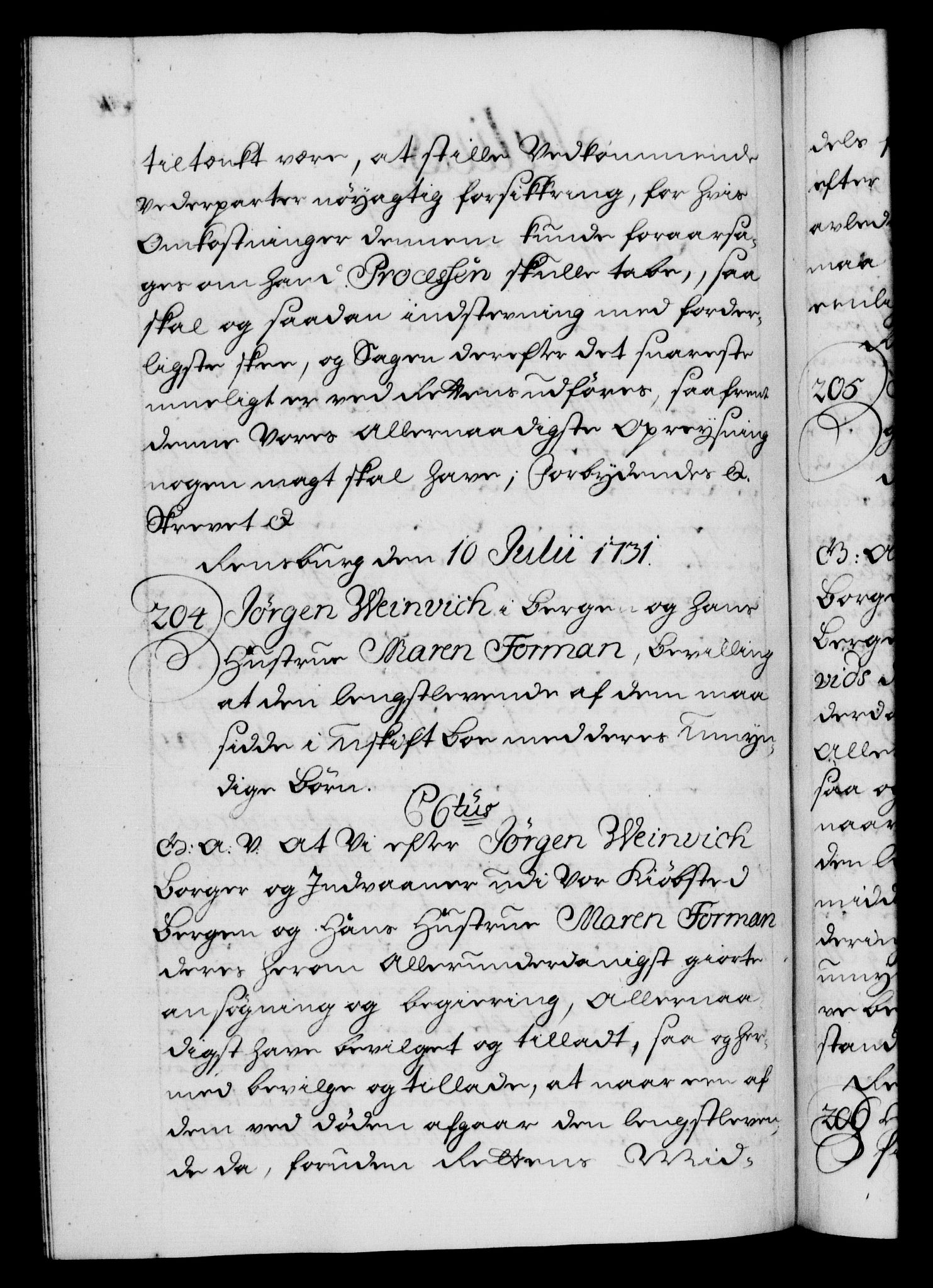 Danske Kanselli 1572-1799, AV/RA-EA-3023/F/Fc/Fca/Fcaa/L0027: Norske registre, 1730-1732, p. 210b