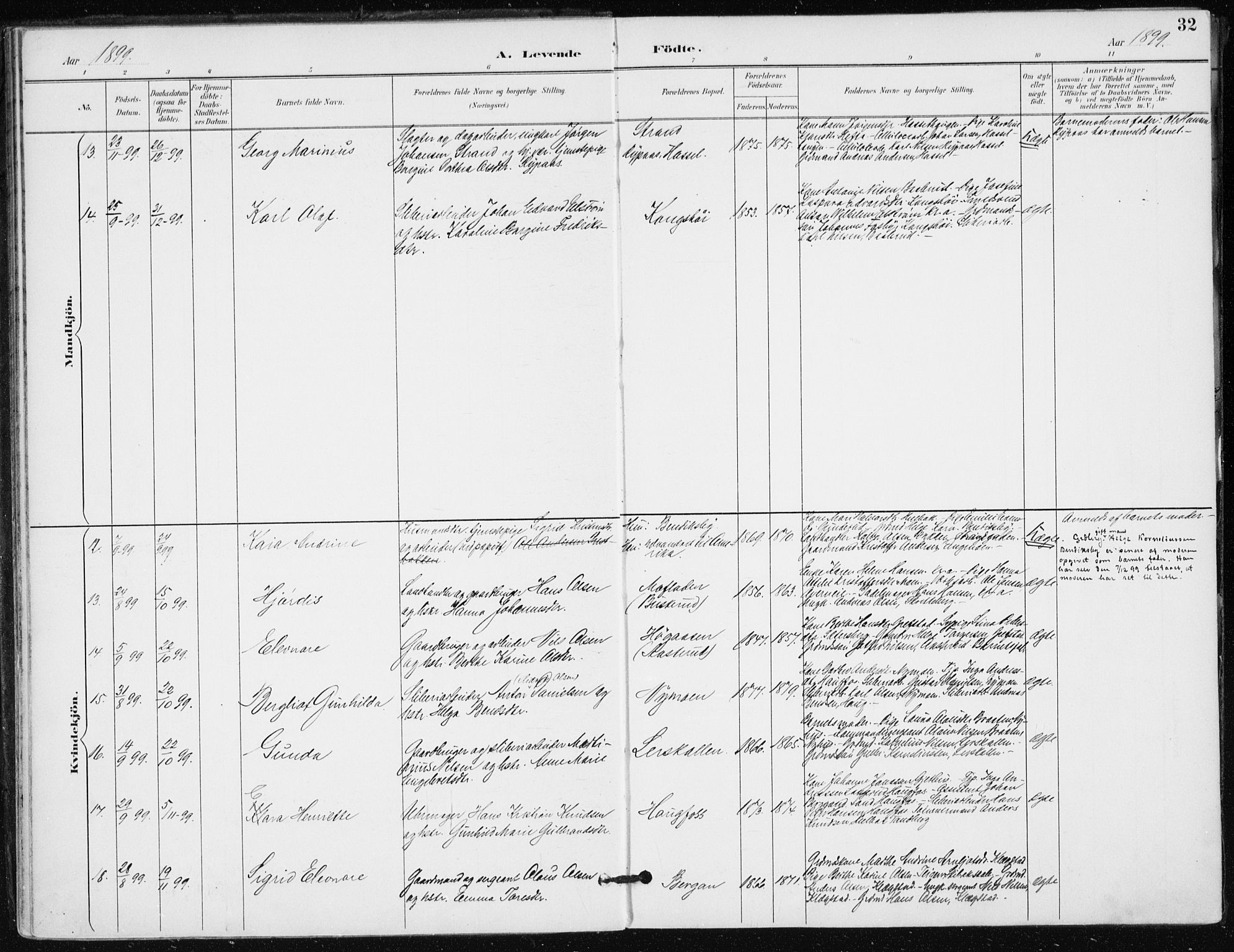 Modum kirkebøker, AV/SAKO-A-234/F/Fa/L0016: Parish register (official) no. 16, 1890-1899, p. 32