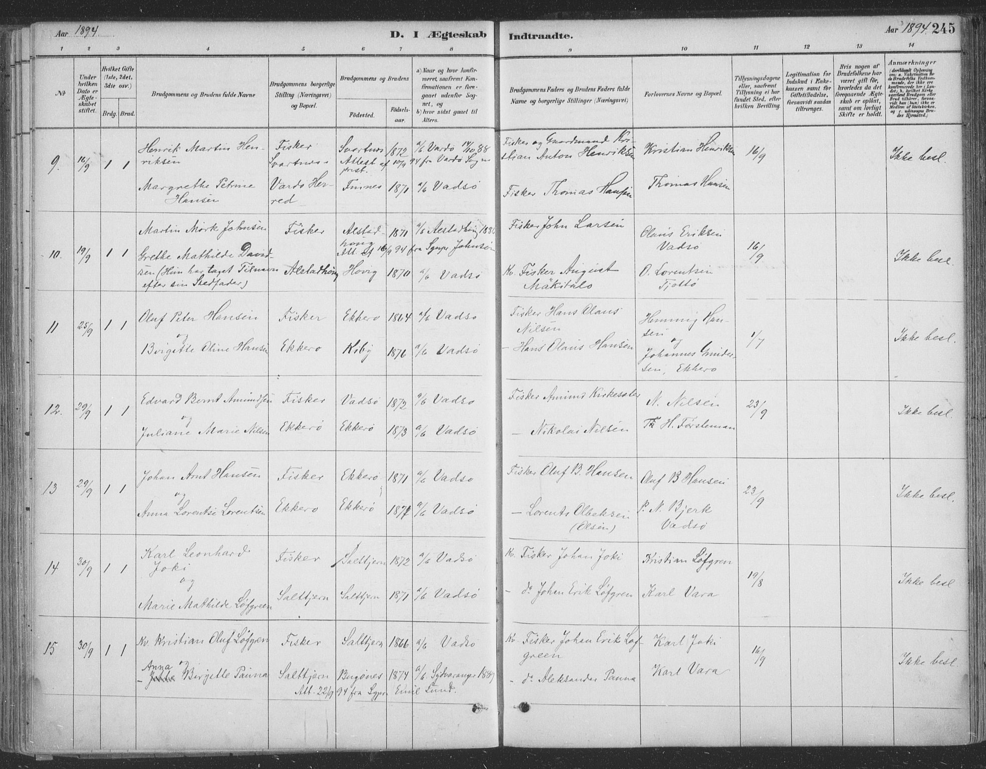 Vadsø sokneprestkontor, SATØ/S-1325/H/Ha/L0009kirke: Parish register (official) no. 9, 1881-1917, p. 245
