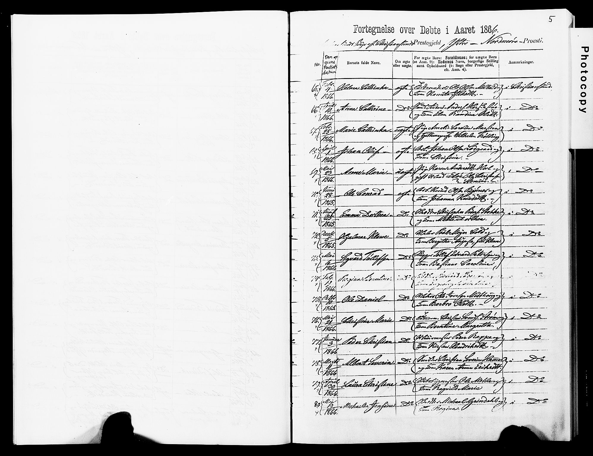 Ministerialprotokoller, klokkerbøker og fødselsregistre - Møre og Romsdal, AV/SAT-A-1454/572/L0857: Parish register (official) no. 572D01, 1866-1872, p. 5