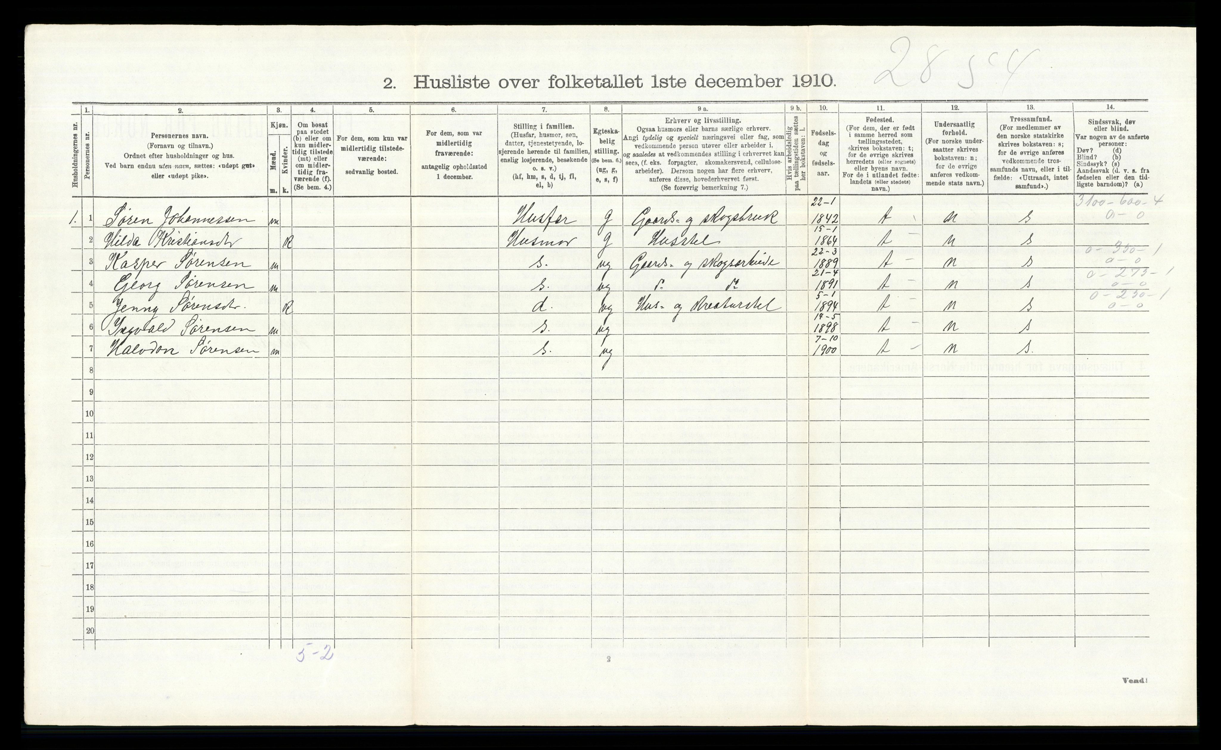 RA, 1910 census for Hurdal, 1910, p. 465