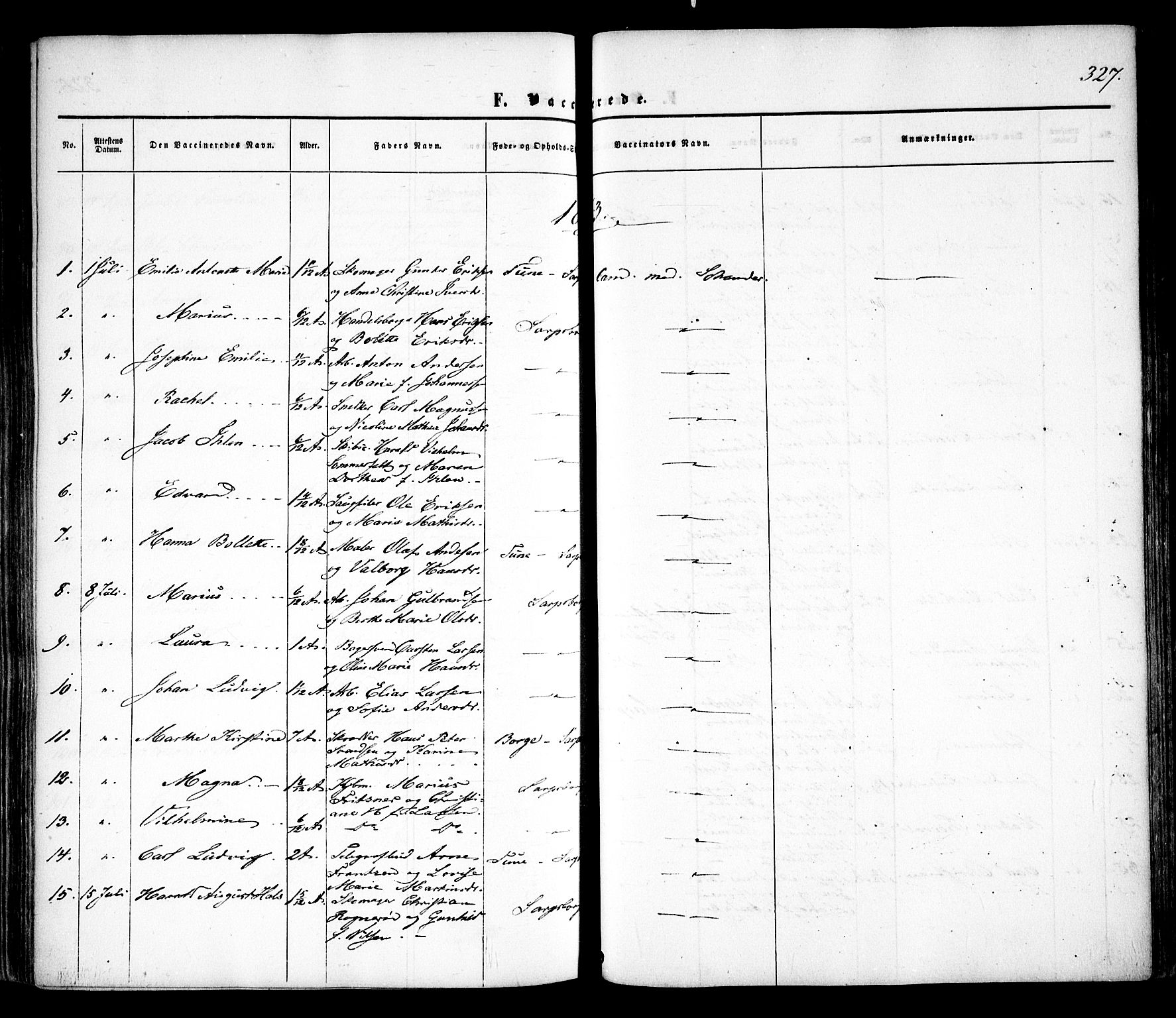 Sarpsborg prestekontor Kirkebøker, SAO/A-2006/F/Fa/L0001: Parish register (official) no. 1, 1859-1868, p. 327