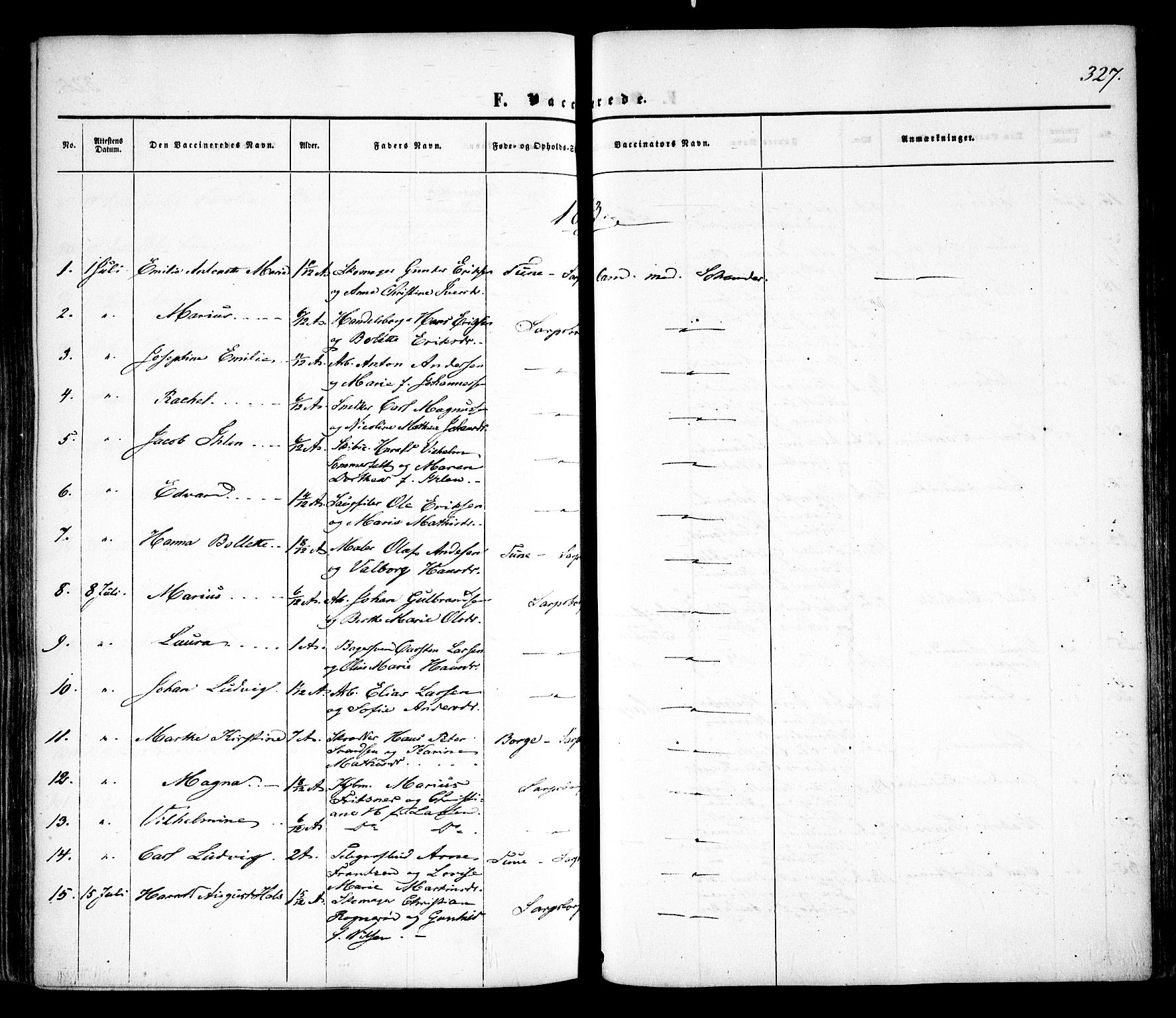 Sarpsborg prestekontor Kirkebøker, AV/SAO-A-2006/F/Fa/L0001: Parish register (official) no. 1, 1859-1868, p. 327