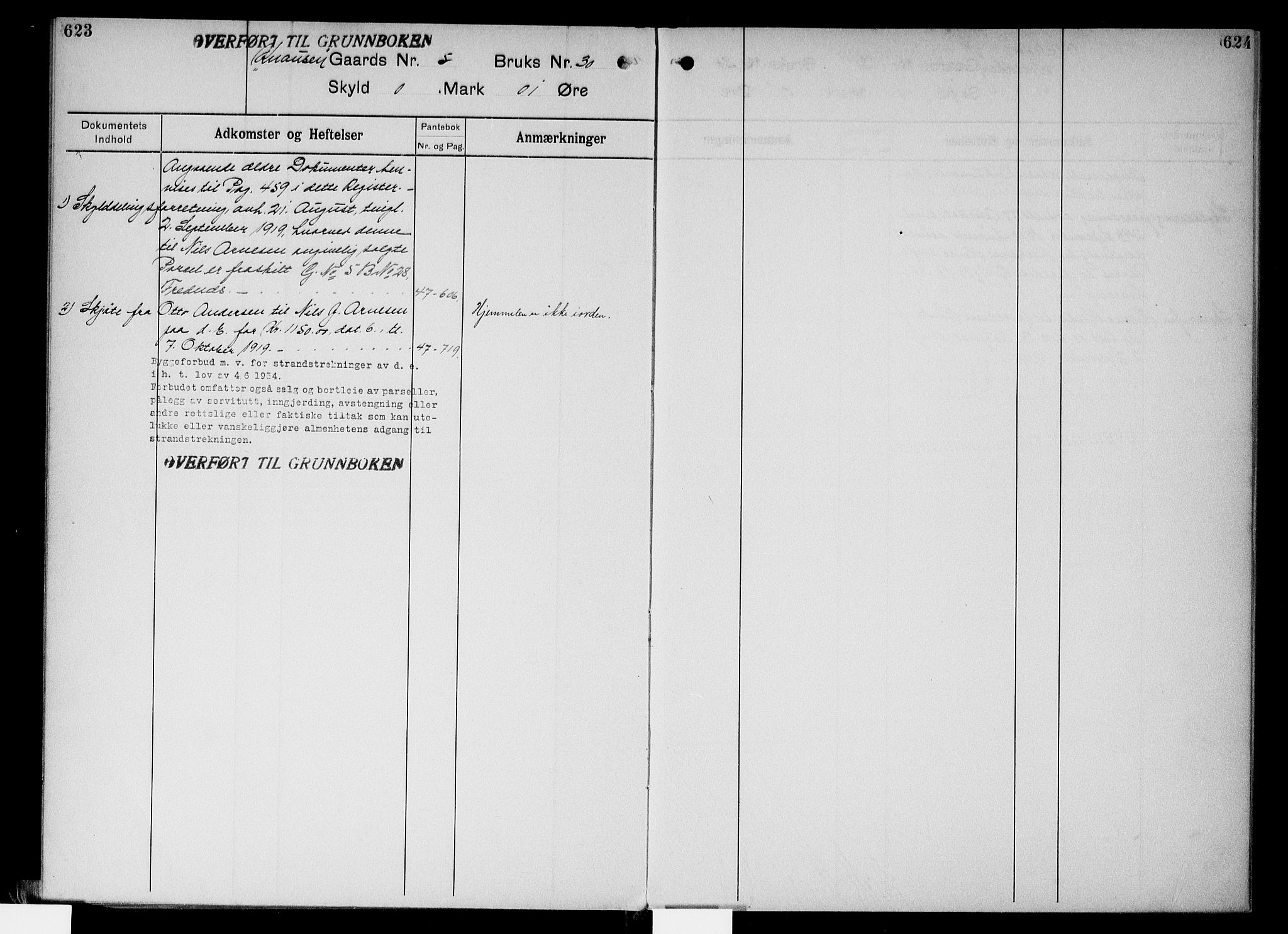 Onsøy sorenskriveri, AV/SAO-A-10474/G/Gb/Gbc/L0003: Mortgage register no. III 3, 1913, p. 623-624