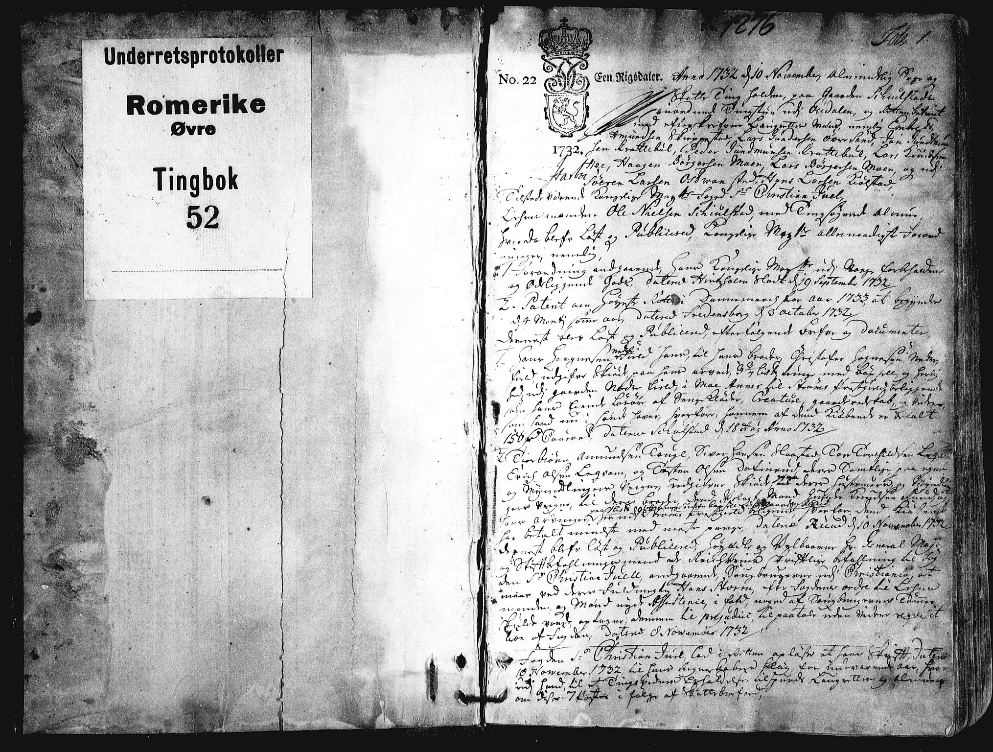 Øvre Romerike sorenskriveri, SAO/A-10649/F/Fb/L0052: Tingbok 52, 1732-1735, p. 0b-1a