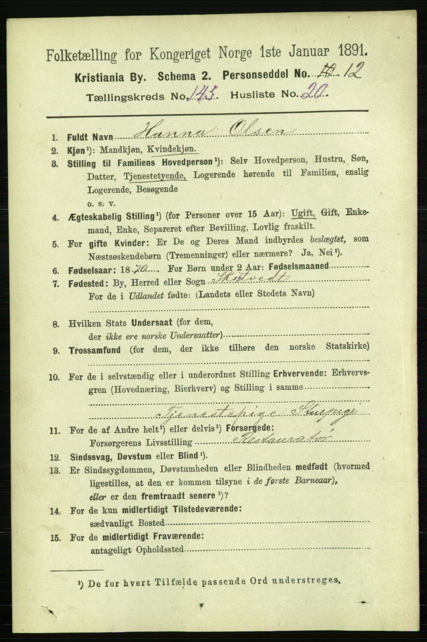 RA, 1891 census for 0301 Kristiania, 1891, p. 79954