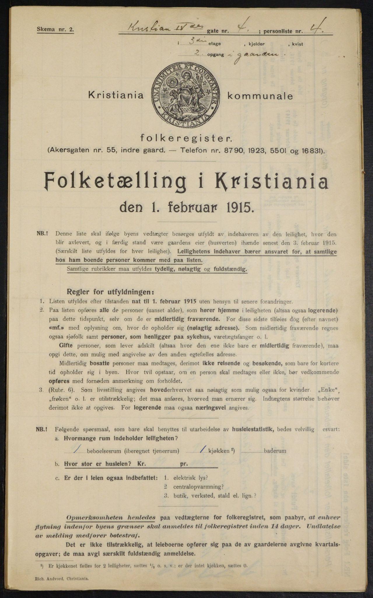 OBA, Municipal Census 1915 for Kristiania, 1915, p. 53659