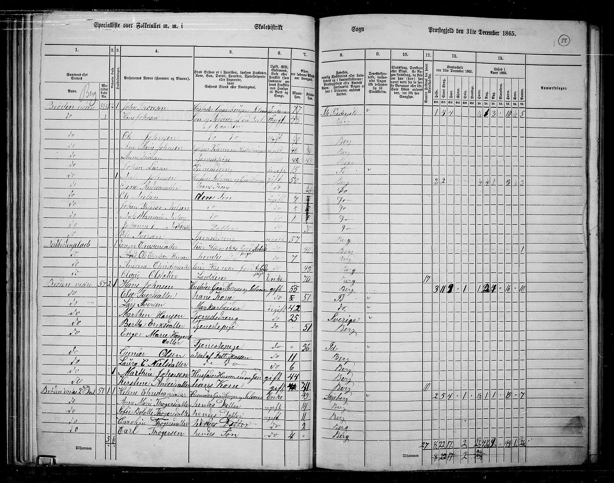 RA, 1865 census for Berg, 1865, p. 77