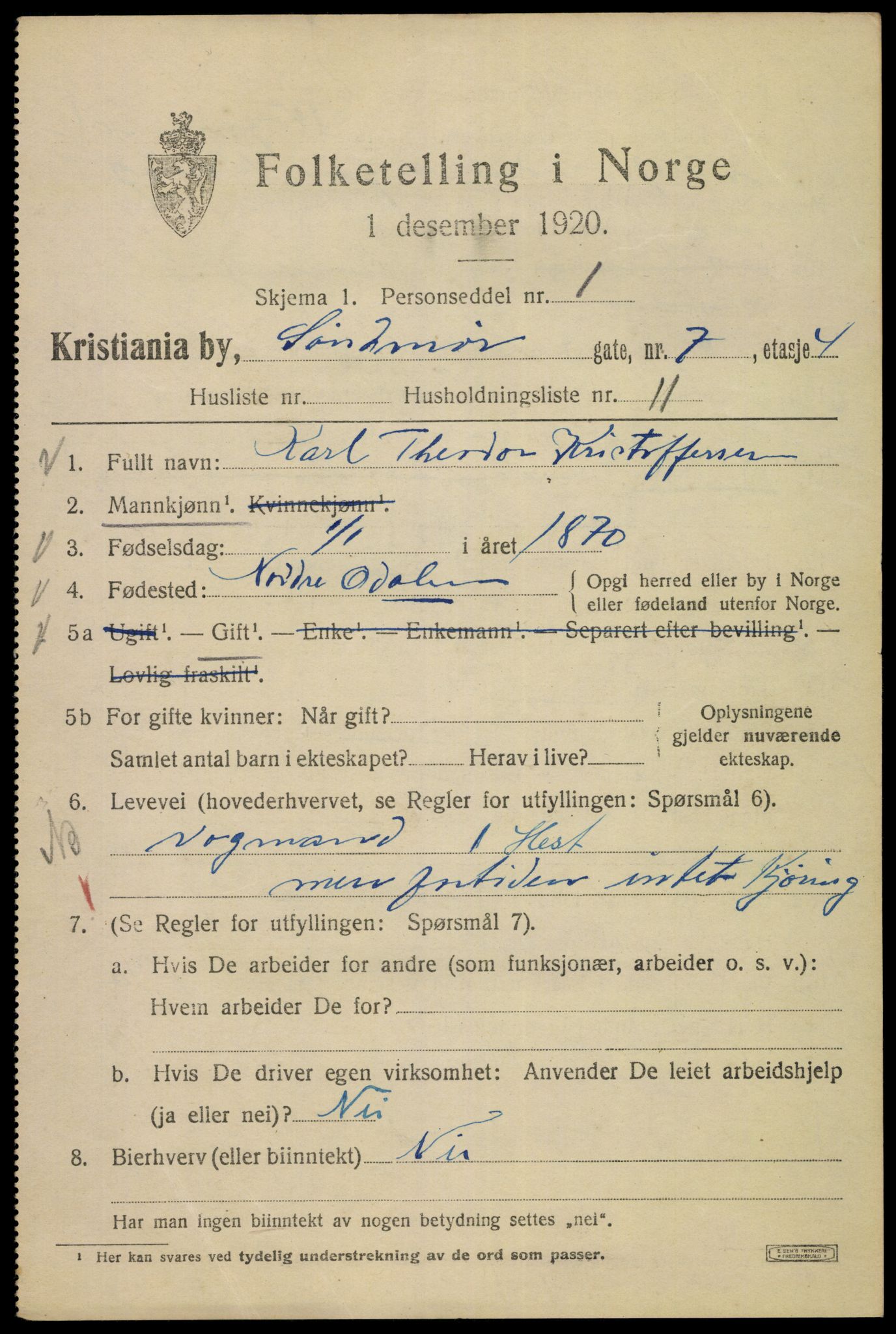 SAO, 1920 census for Kristiania, 1920, p. 561715