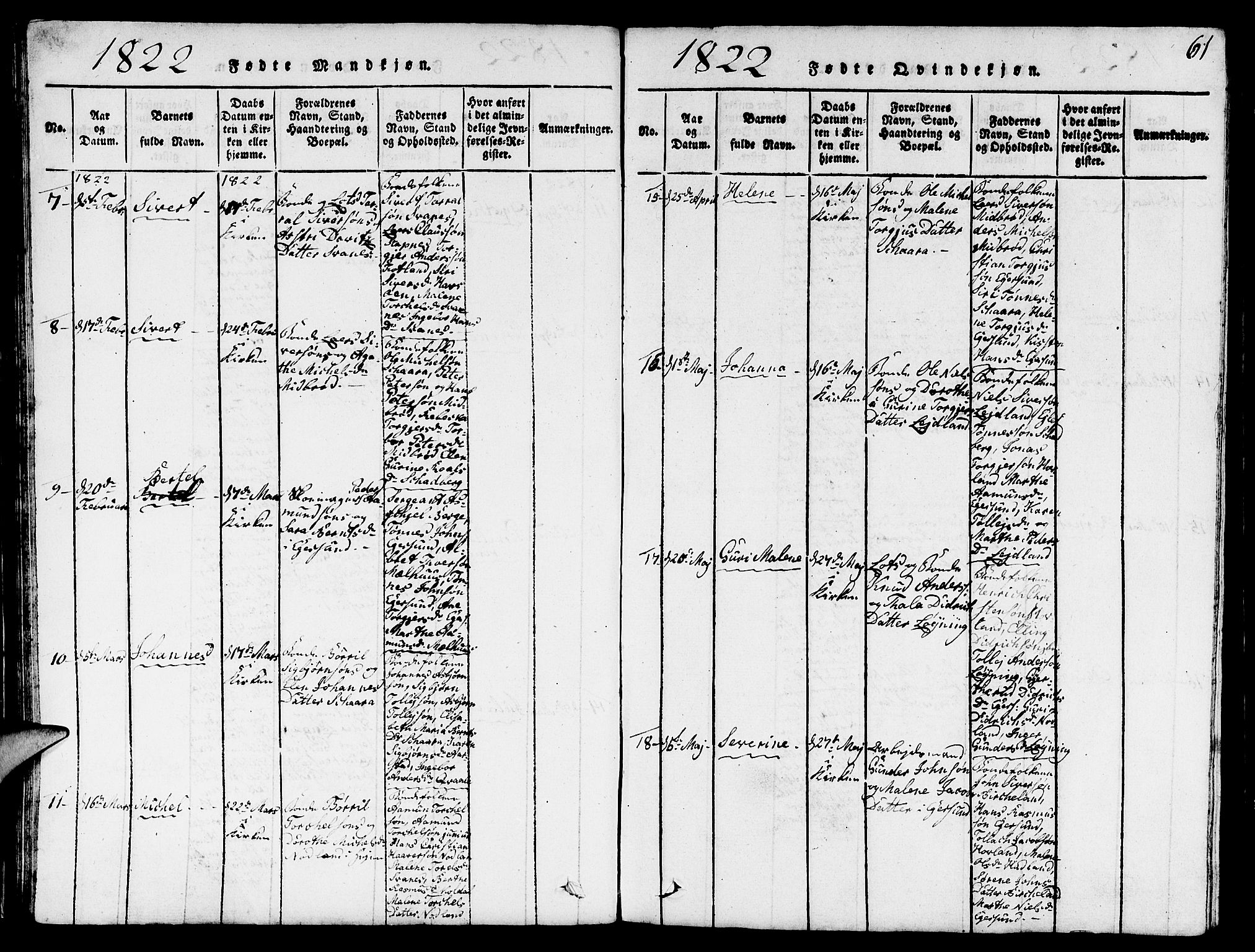 Eigersund sokneprestkontor, AV/SAST-A-101807/S09/L0001: Parish register (copy) no. B 1, 1815-1827, p. 61