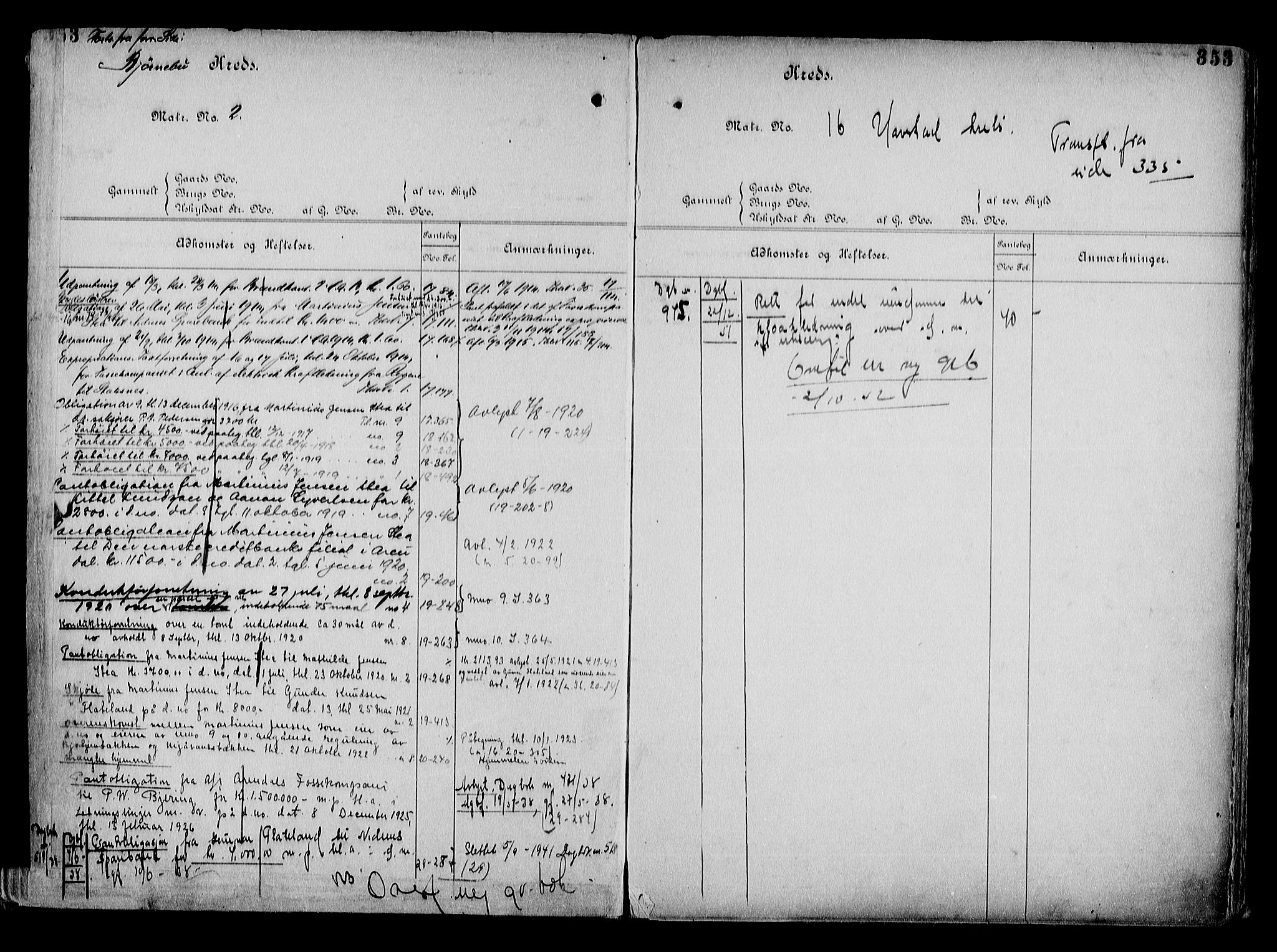 Arendal byfogd, AV/SAK-1222-0001/G/Ga/L0015: Mortgage register no. 13, 1860-1960, p. 353