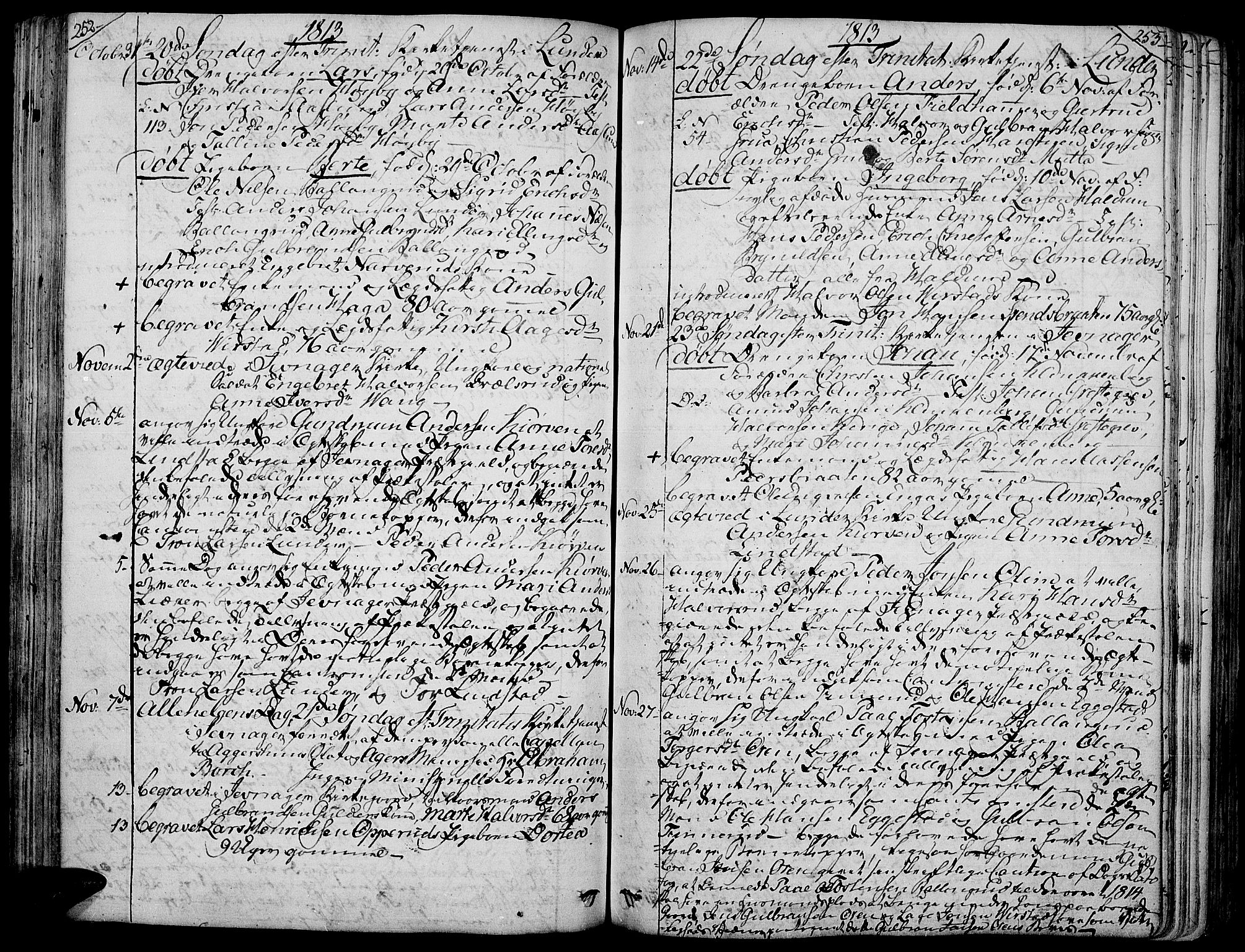 Jevnaker prestekontor, AV/SAH-PREST-116/H/Ha/Haa/L0004: Parish register (official) no. 4, 1800-1861, p. 252-253