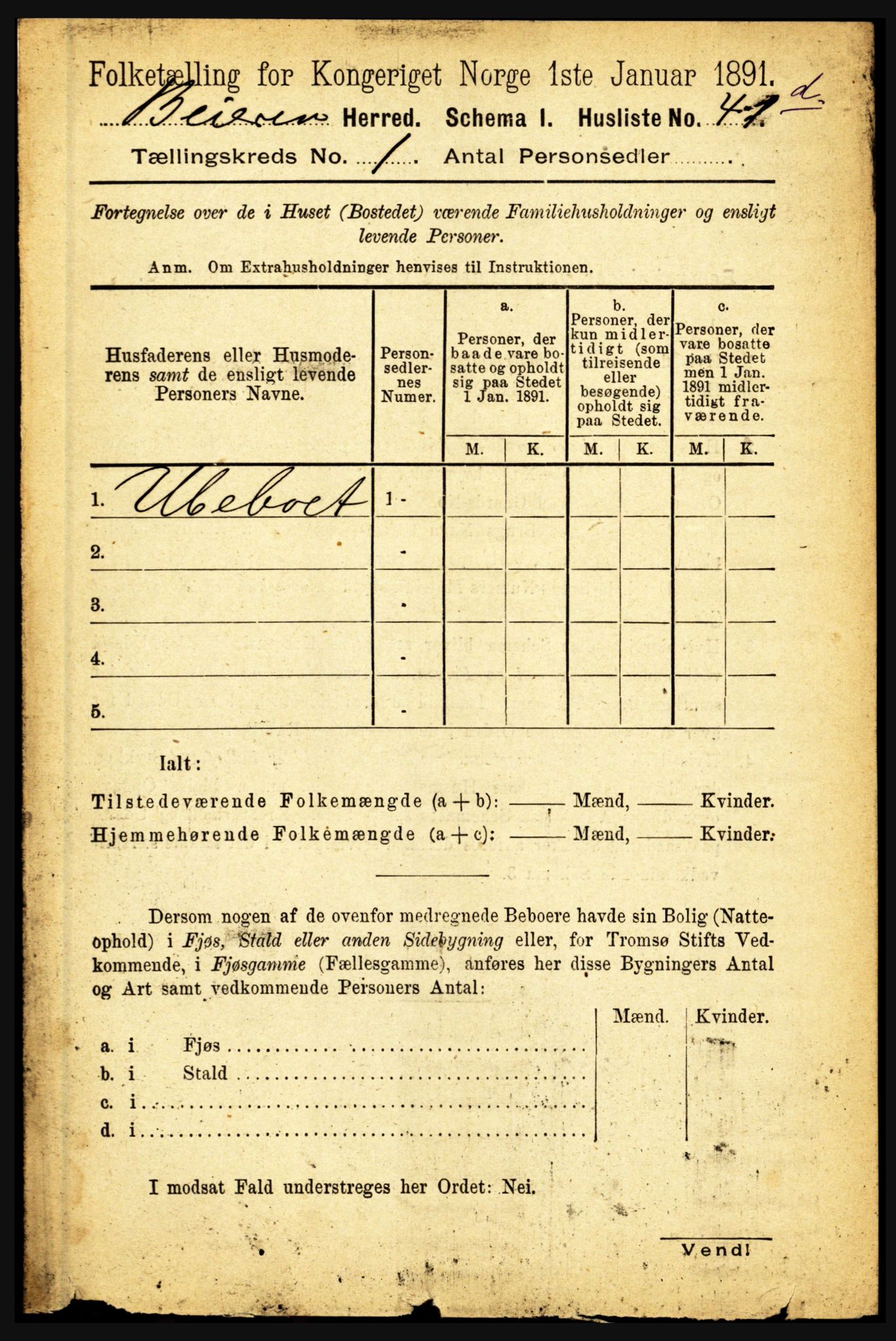 RA, 1891 census for 1839 Beiarn, 1891, p. 63