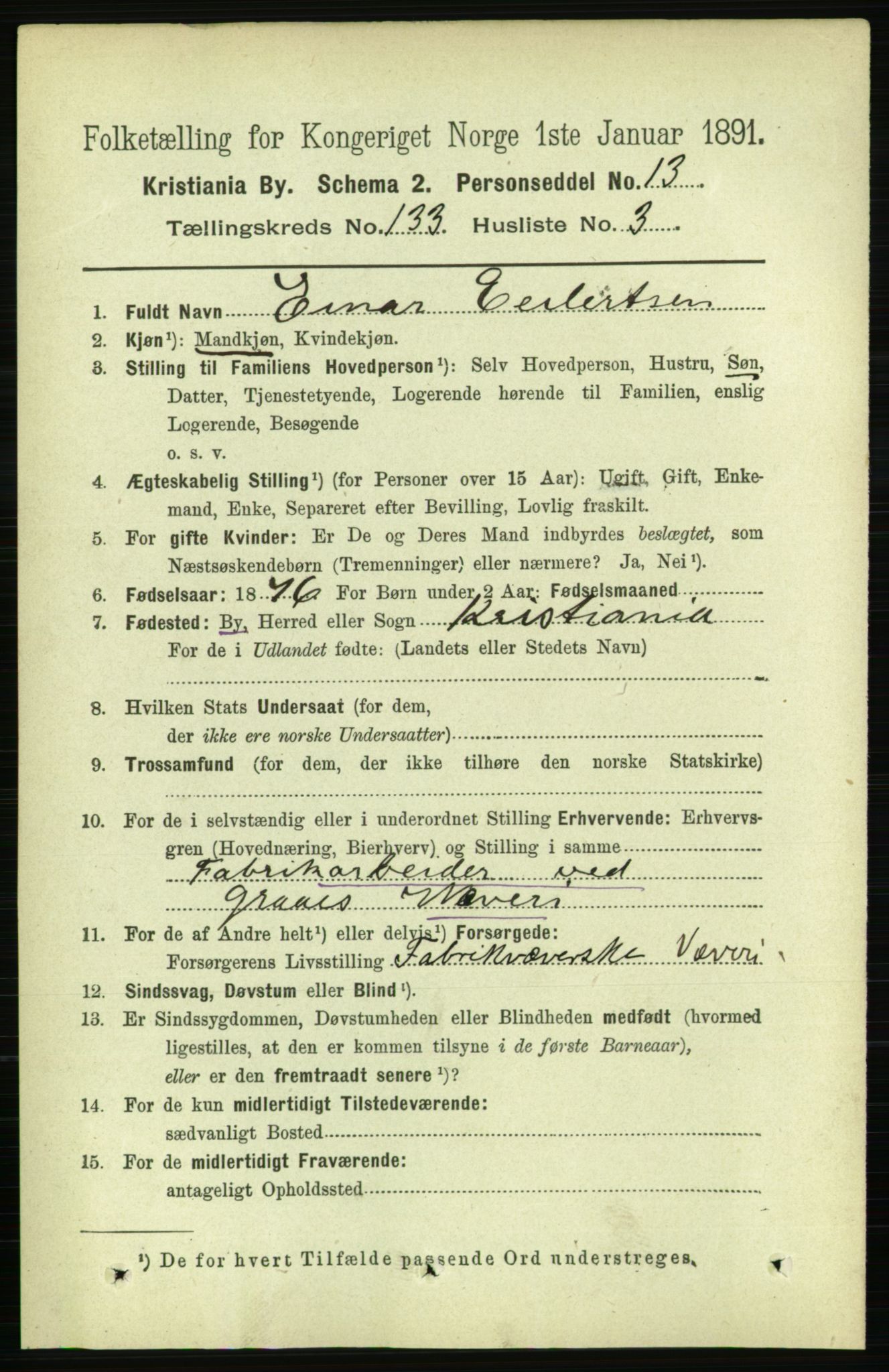 RA, 1891 census for 0301 Kristiania, 1891, p. 72569