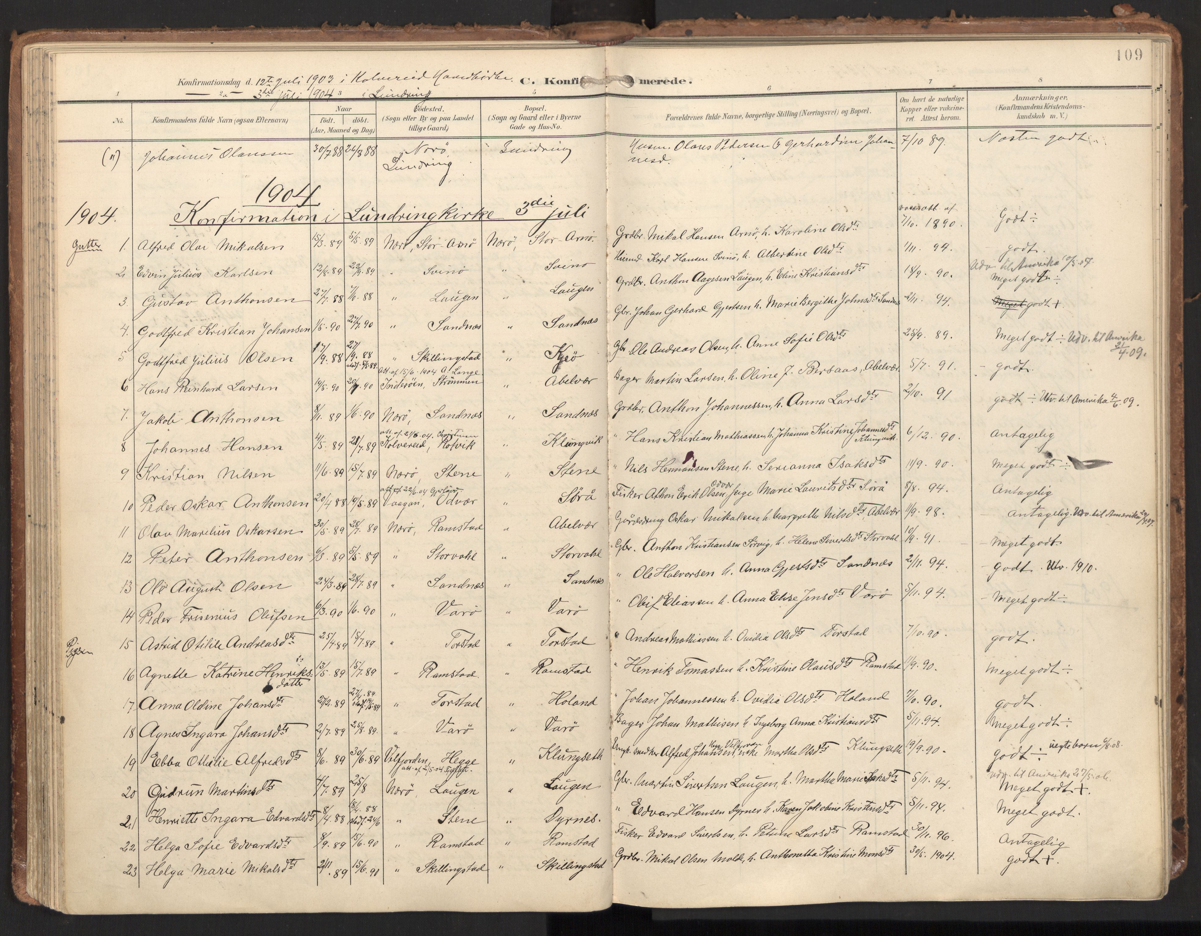 Ministerialprotokoller, klokkerbøker og fødselsregistre - Nord-Trøndelag, SAT/A-1458/784/L0677: Parish register (official) no. 784A12, 1900-1920, p. 109