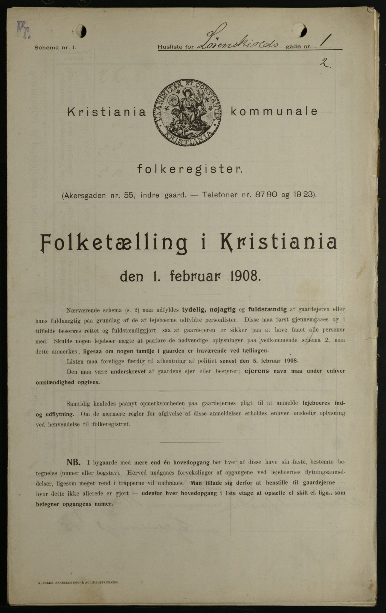 OBA, Municipal Census 1908 for Kristiania, 1908, p. 52658