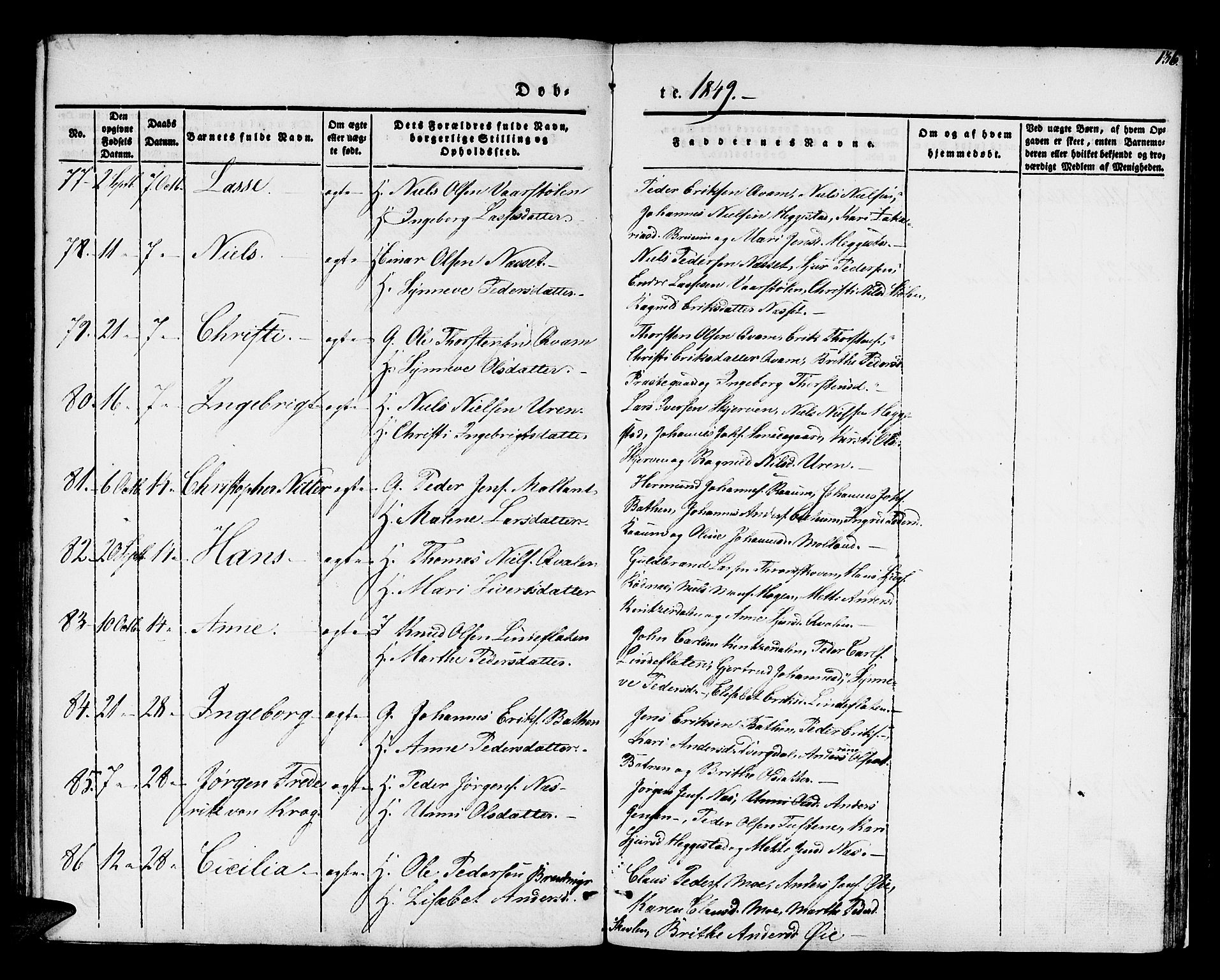 Hafslo sokneprestembete, AV/SAB-A-80301/H/Haa/Haaa/L0005: Parish register (official) no. A 5, 1834-1852, p. 136