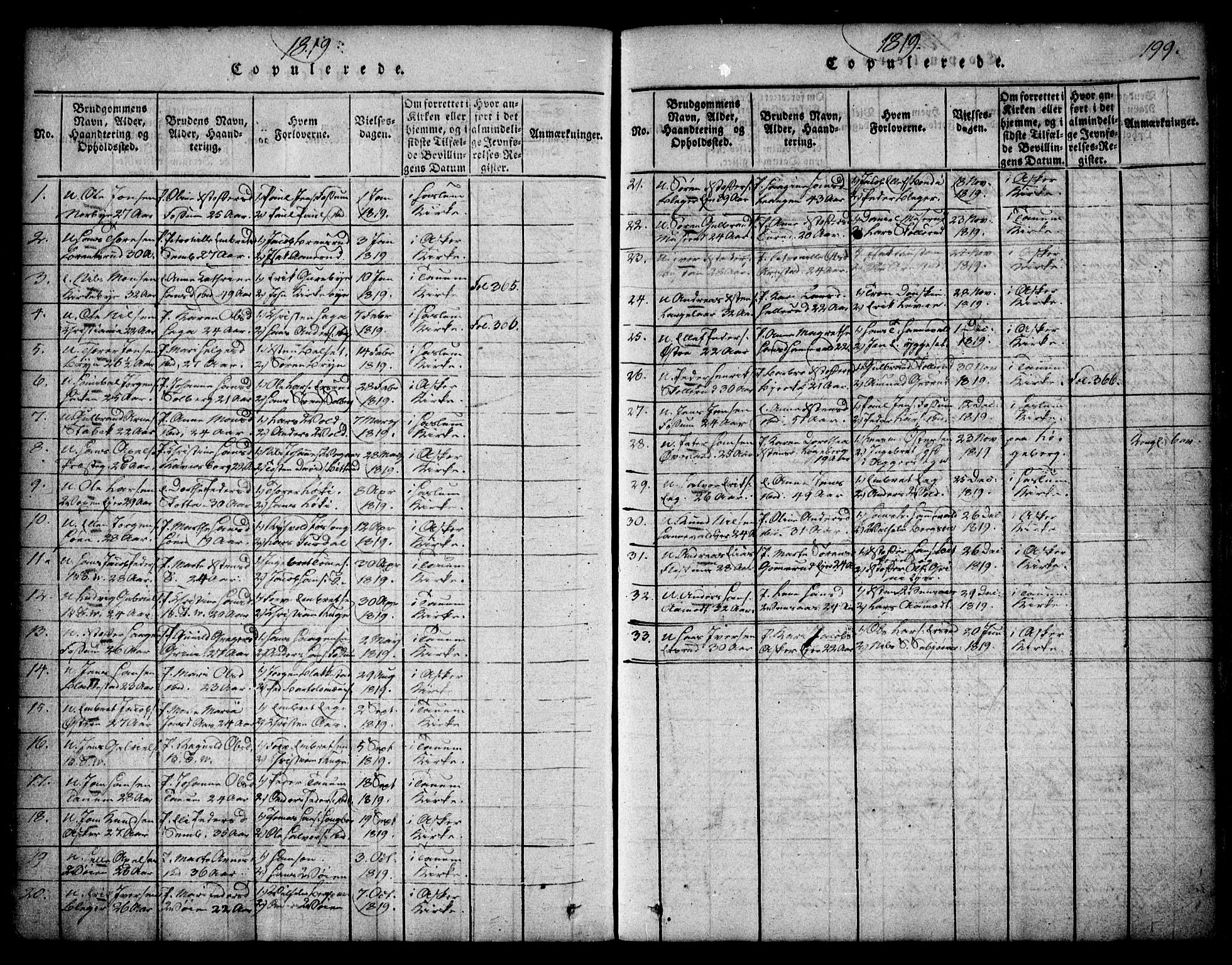Asker prestekontor Kirkebøker, SAO/A-10256a/F/Fa/L0006: Parish register (official) no. I 6, 1814-1824, p. 199