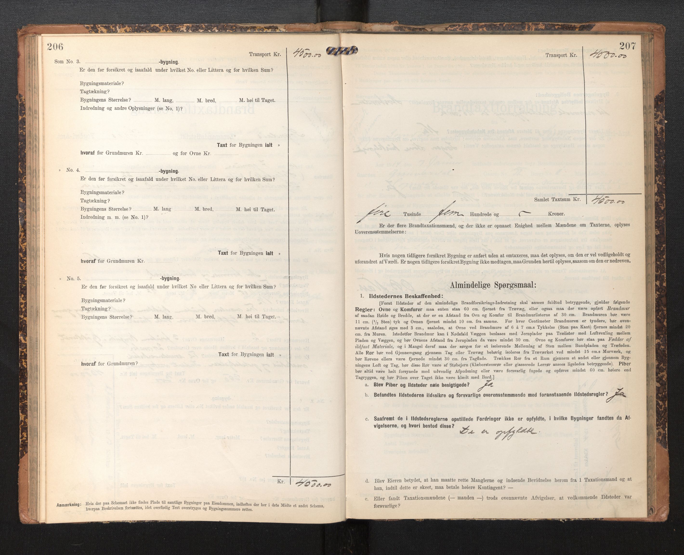 Lensmannen i Sogndal, SAB/A-29901/0012/L0010: Branntakstprotokoll, skjematakst, 1907-1914, p. 206-207