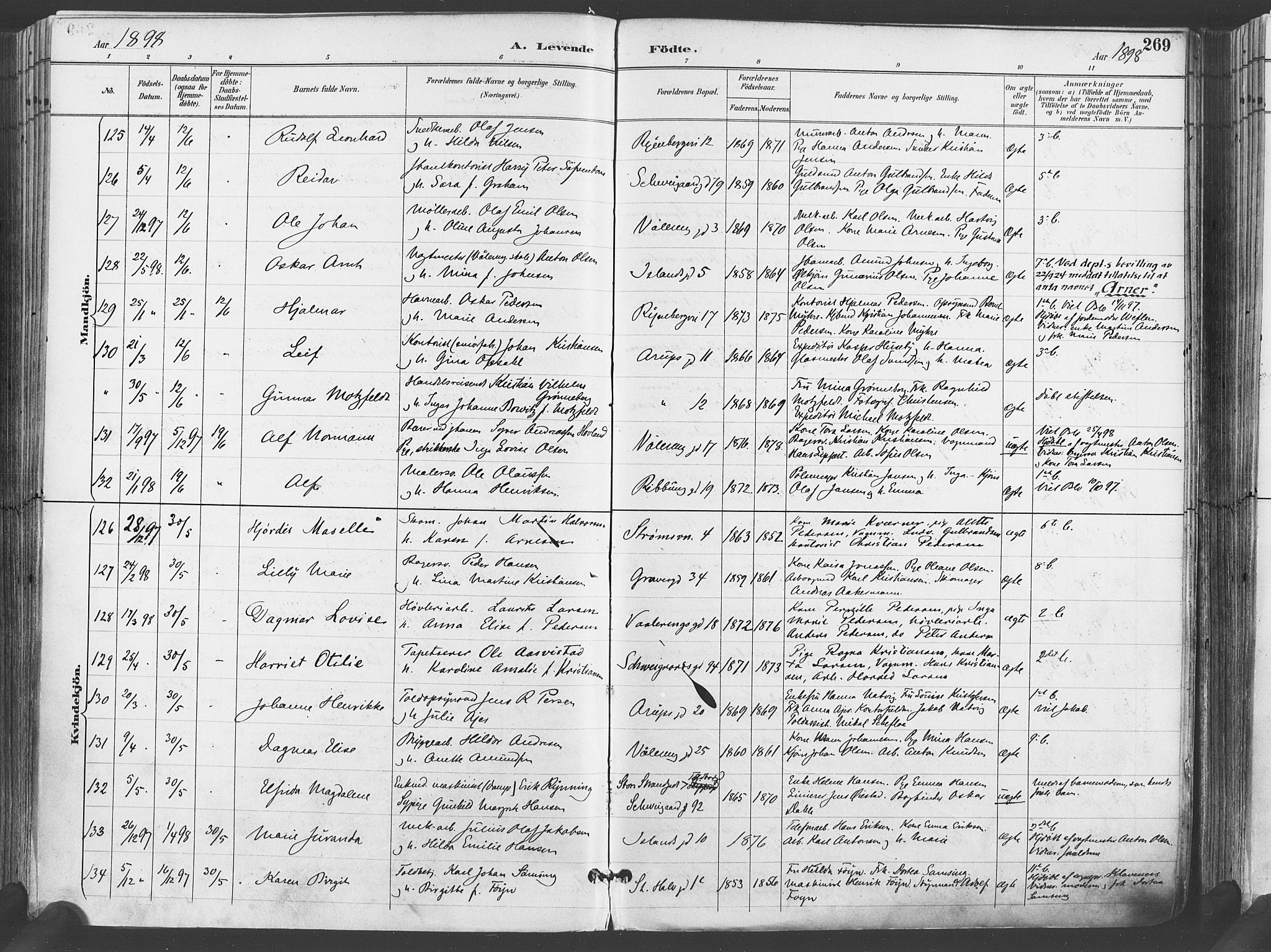 Gamlebyen prestekontor Kirkebøker, SAO/A-10884/F/Fa/L0007: Parish register (official) no. 7, 1889-1899, p. 269