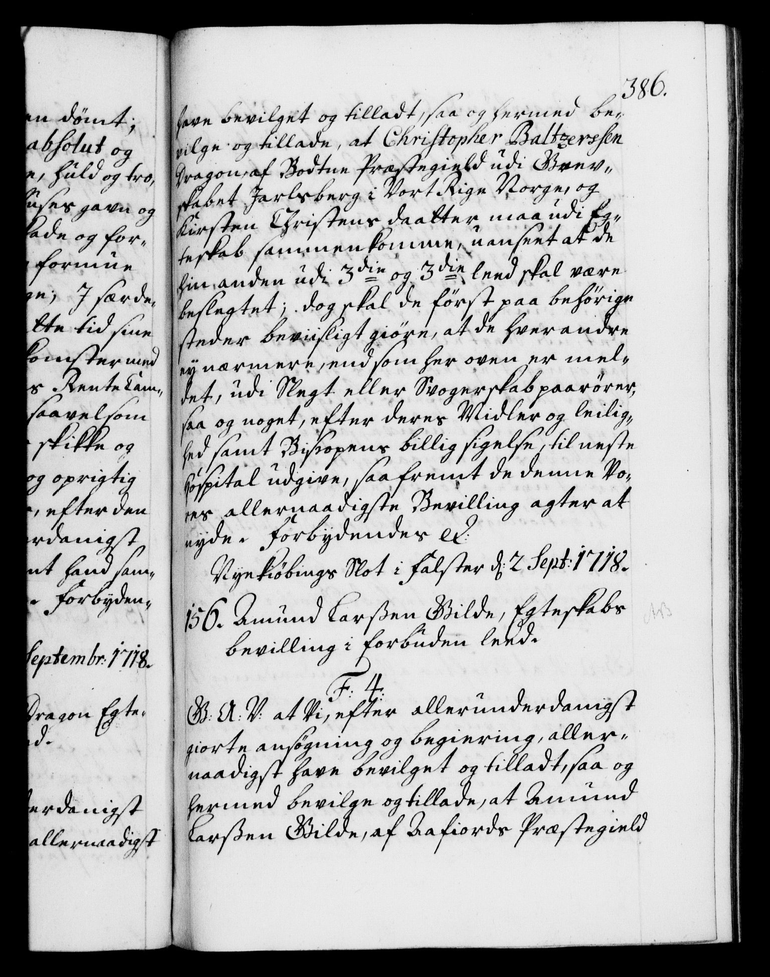 Danske Kanselli 1572-1799, AV/RA-EA-3023/F/Fc/Fca/Fcaa/L0022: Norske registre, 1716-1719, p. 386a