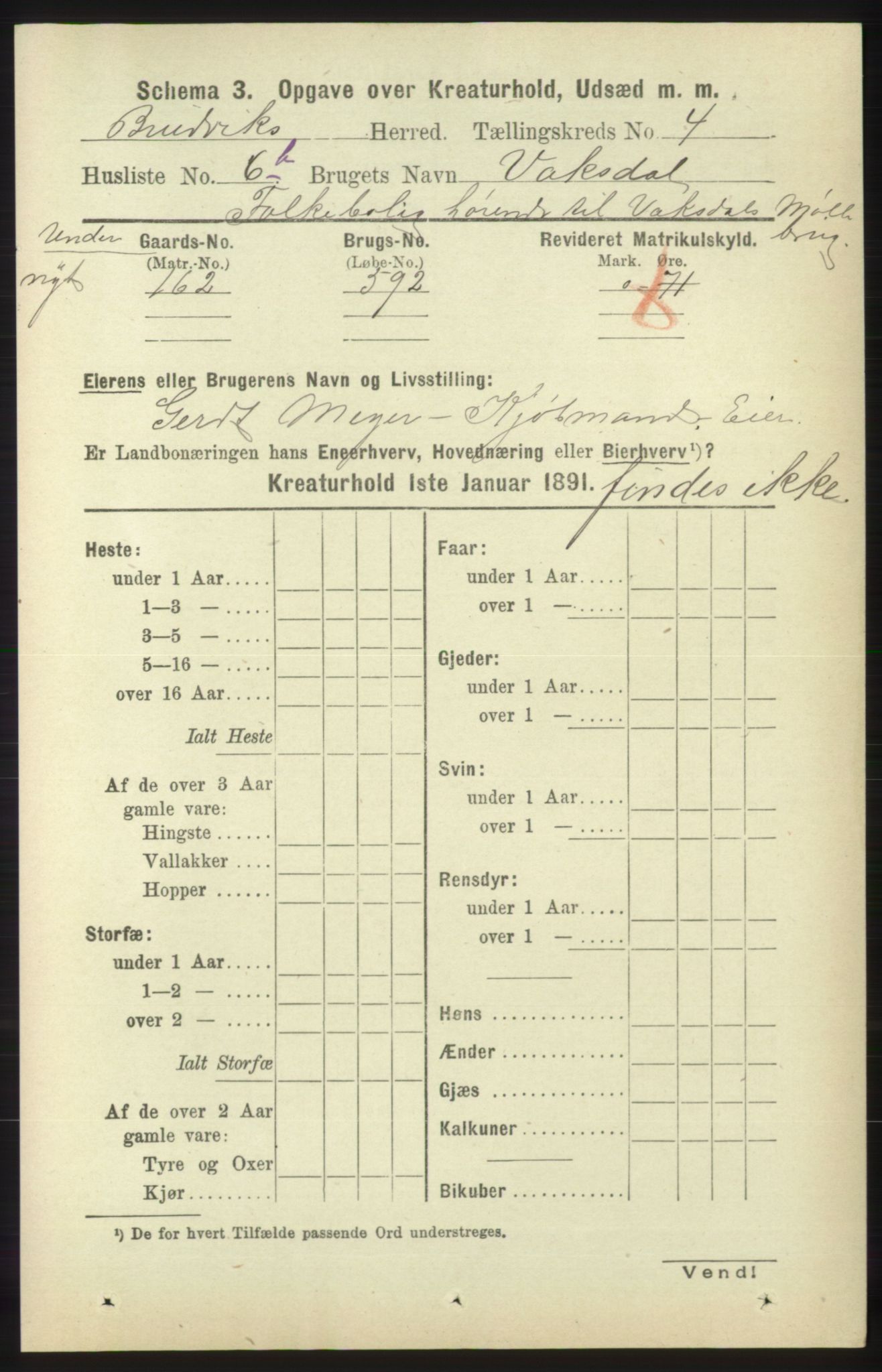 RA, 1891 census for 1251 Bruvik, 1891, p. 4406