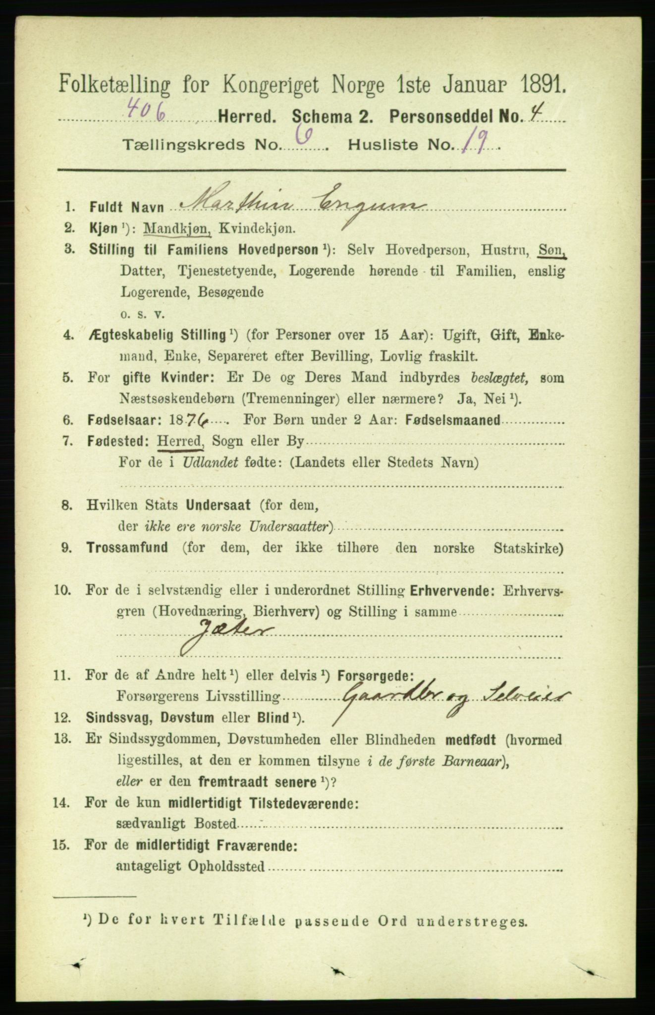 RA, 1891 census for 1736 Snåsa, 1891, p. 1992