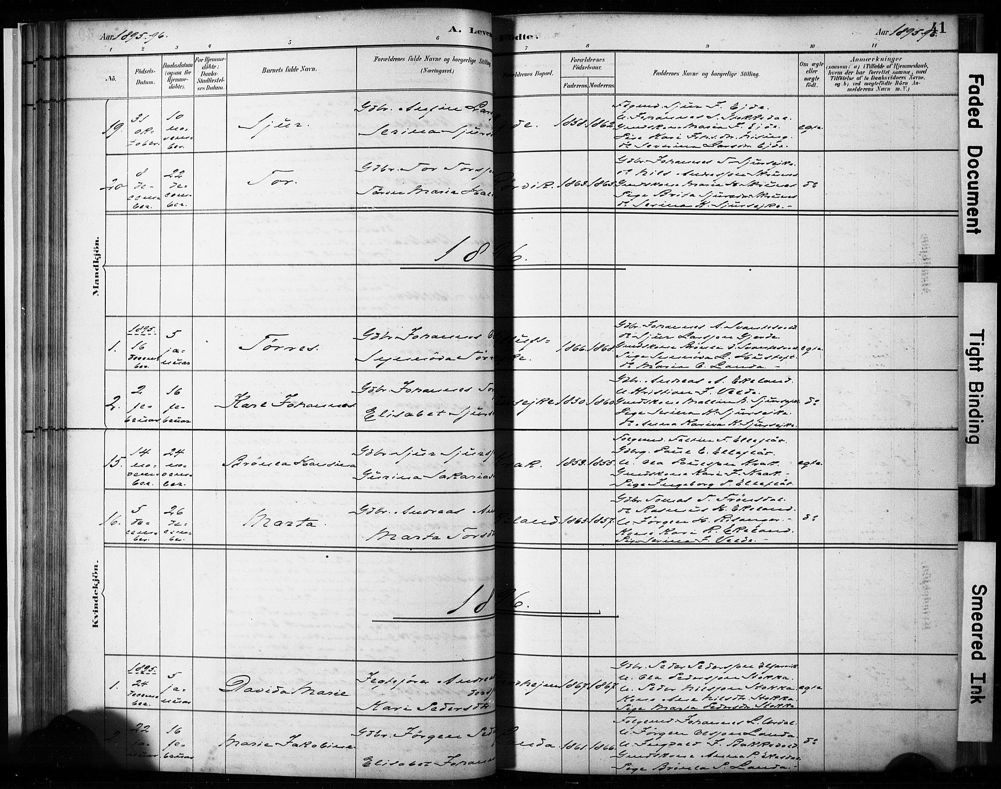 Skjold sokneprestkontor, AV/SAST-A-101847/H/Ha/Haa/L0009: Parish register (official) no. A 9, 1882-1898, p. 41