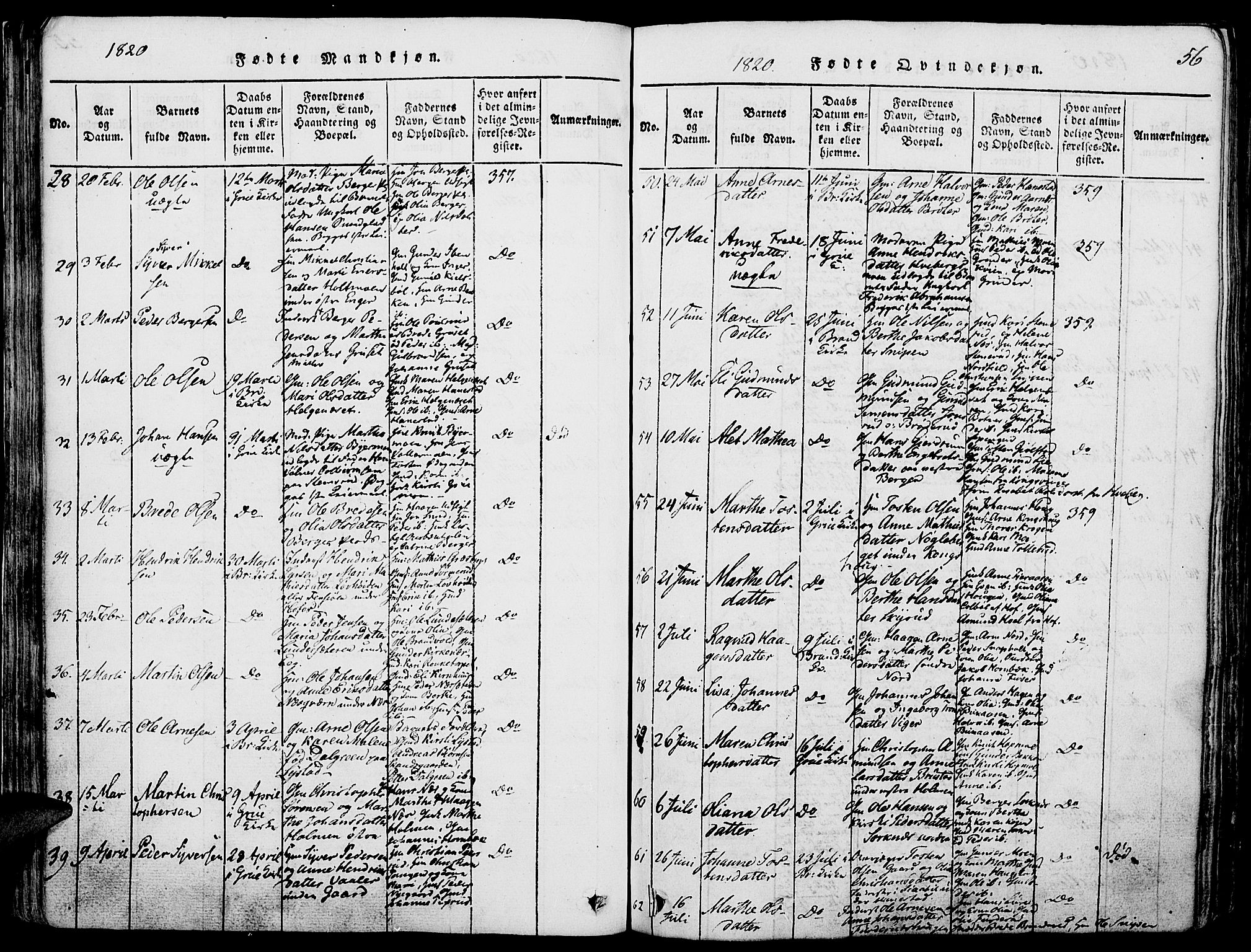 Grue prestekontor, SAH/PREST-036/H/Ha/Haa/L0006: Parish register (official) no. 6, 1814-1830, p. 56