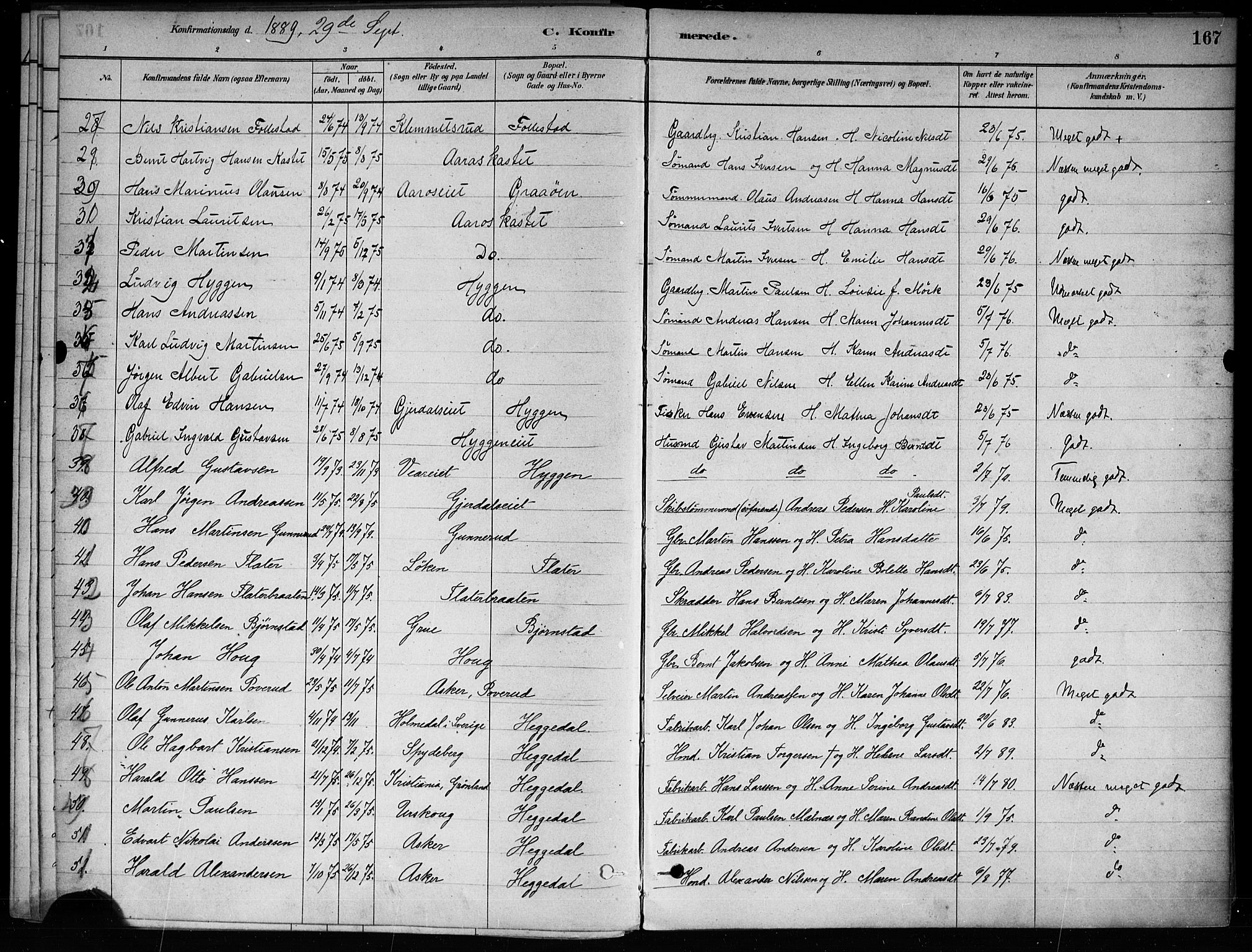 Røyken kirkebøker, AV/SAKO-A-241/F/Fa/L0008: Parish register (official) no. 8, 1880-1897, p. 167