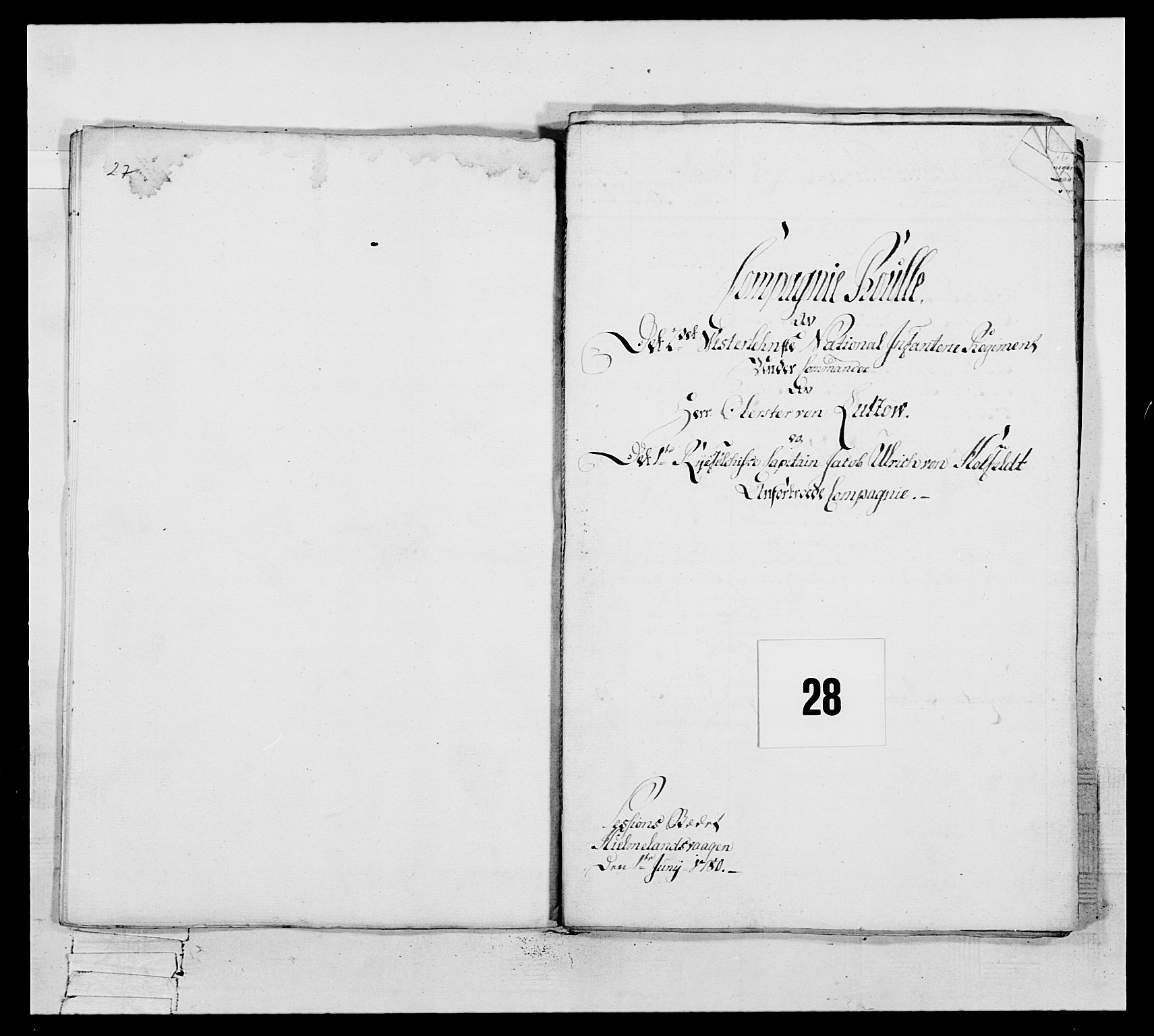 Generalitets- og kommissariatskollegiet, Det kongelige norske kommissariatskollegium, RA/EA-5420/E/Eh/L0106: 2. Vesterlenske nasjonale infanteriregiment, 1774-1780, p. 281