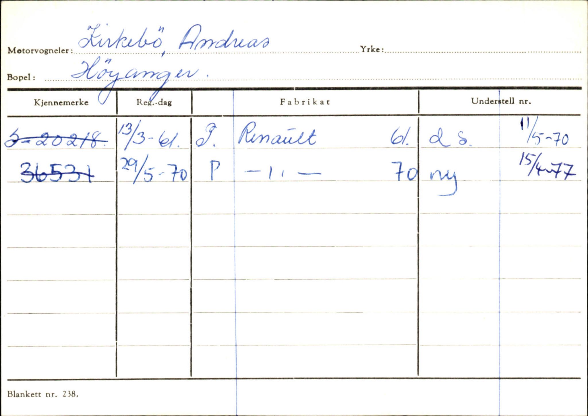 Statens vegvesen, Sogn og Fjordane vegkontor, SAB/A-5301/4/F/L0130: Eigarregister Eid T-Å. Høyanger A-O, 1945-1975, p. 1711