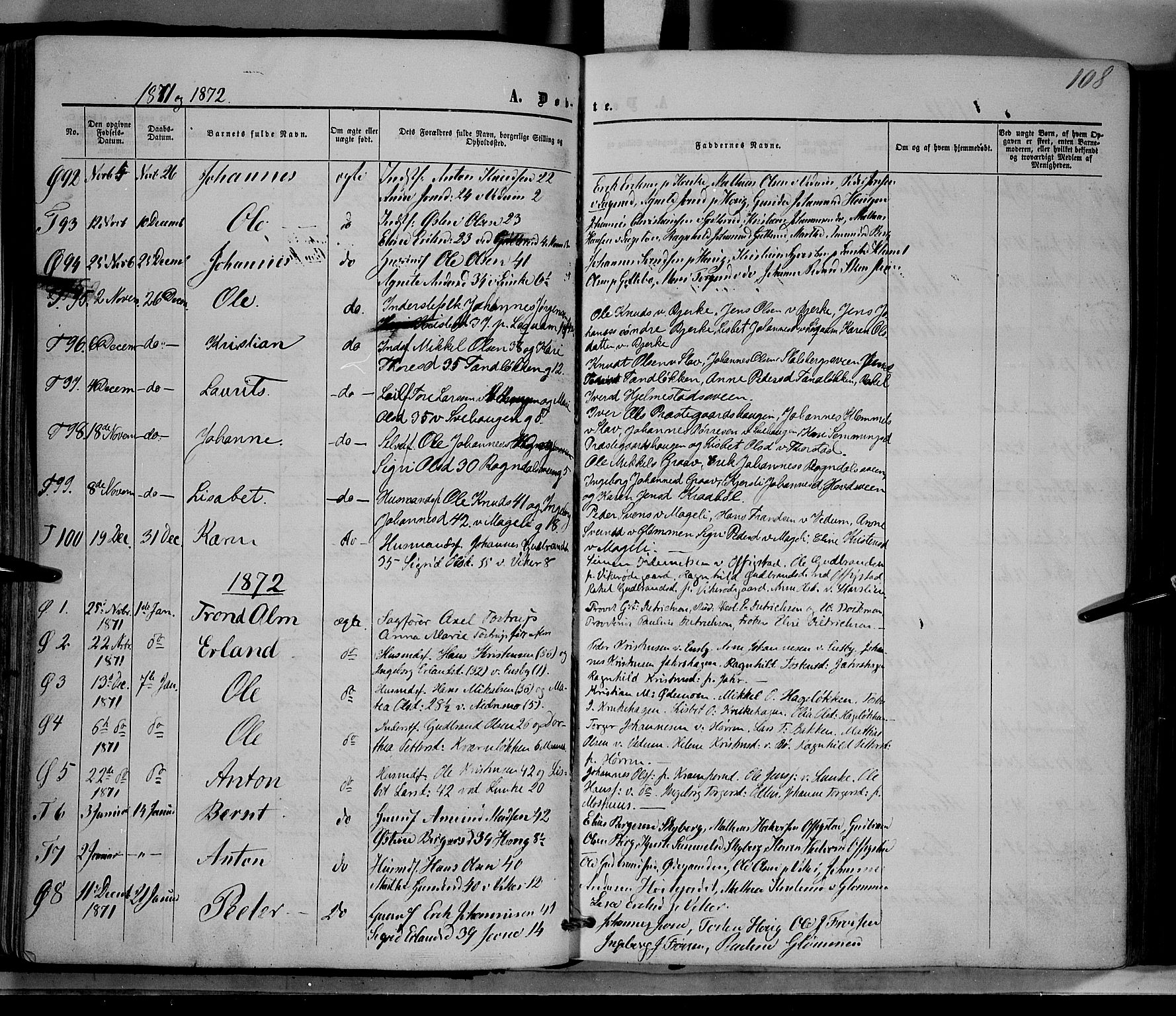 Øyer prestekontor, SAH/PREST-084/H/Ha/Haa/L0006: Parish register (official) no. 6, 1858-1874, p. 108