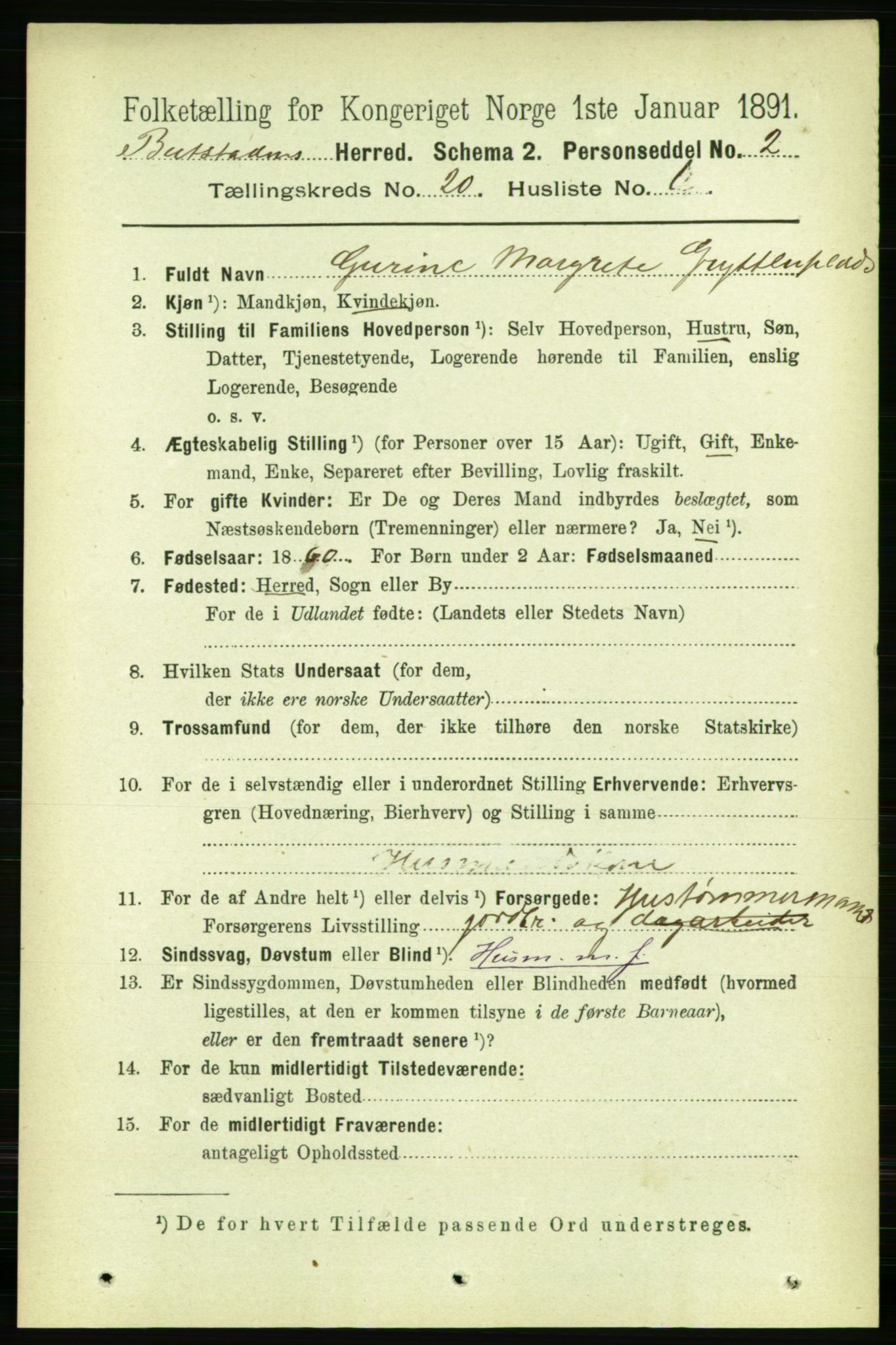 RA, 1891 census for 1727 Beitstad, 1891, p. 5111