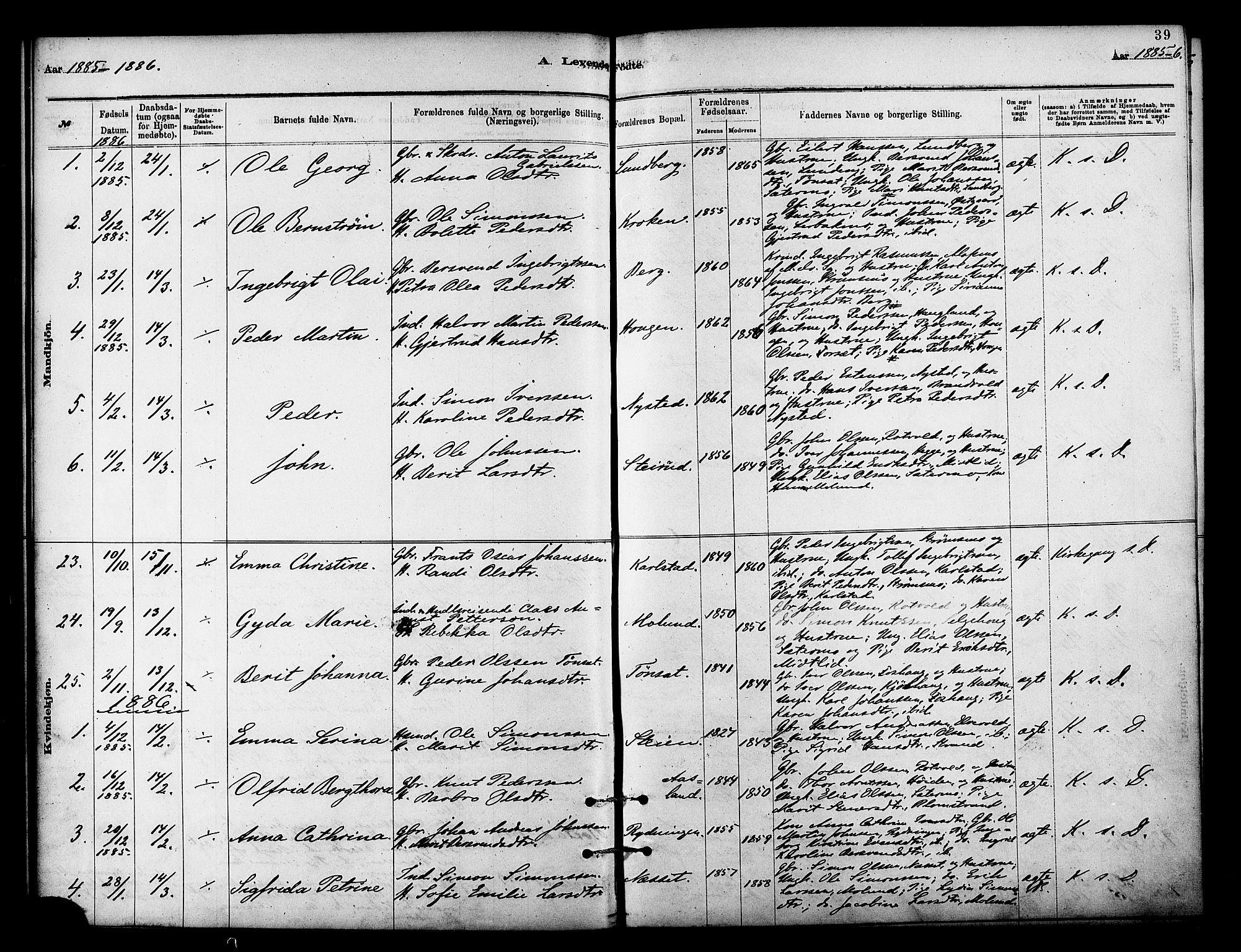 Målselv sokneprestembete, SATØ/S-1311/G/Ga/Gaa/L0009kirke: Parish register (official) no. 9, 1878-1889, p. 39