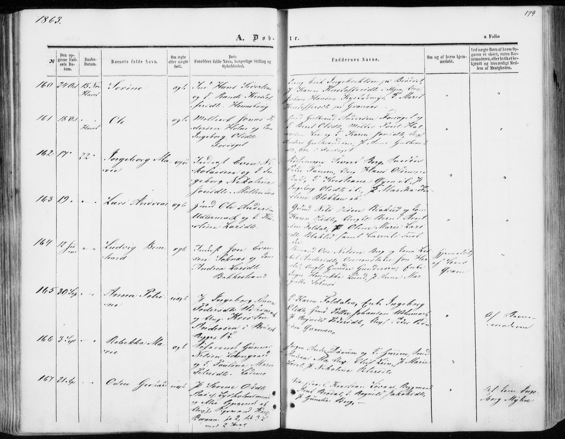 Ministerialprotokoller, klokkerbøker og fødselsregistre - Sør-Trøndelag, AV/SAT-A-1456/606/L0292: Parish register (official) no. 606A07, 1856-1865, p. 174