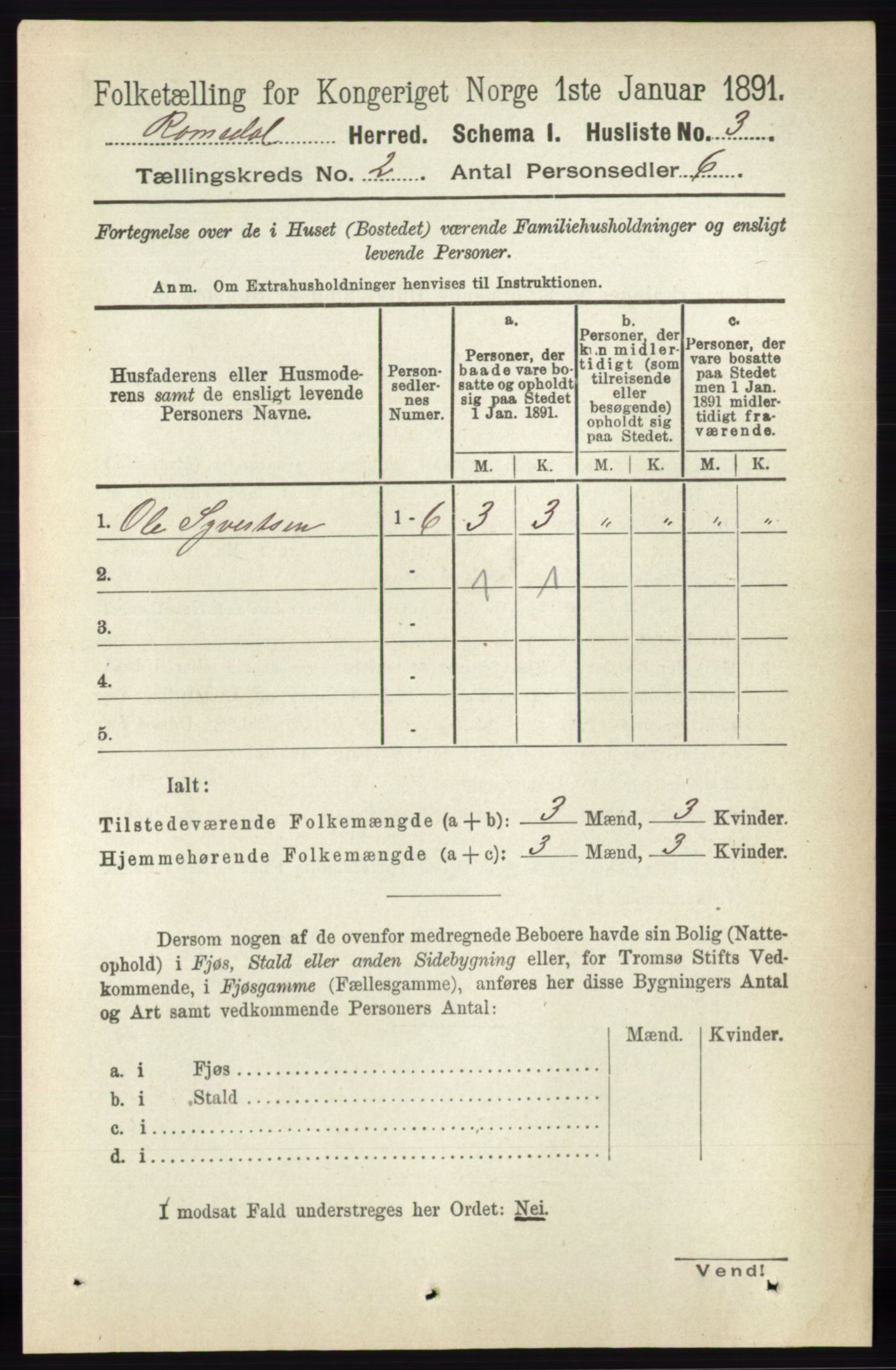 RA, 1891 census for 0416 Romedal, 1891, p. 771