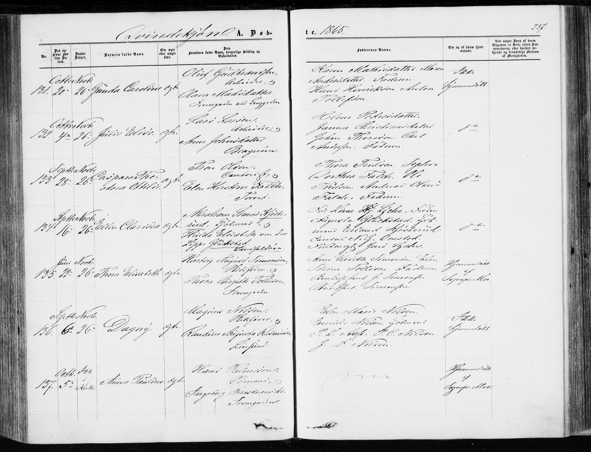 Bragernes kirkebøker, AV/SAKO-A-6/F/Fb/L0003: Parish register (official) no. II 3, 1860-1868, p. 237