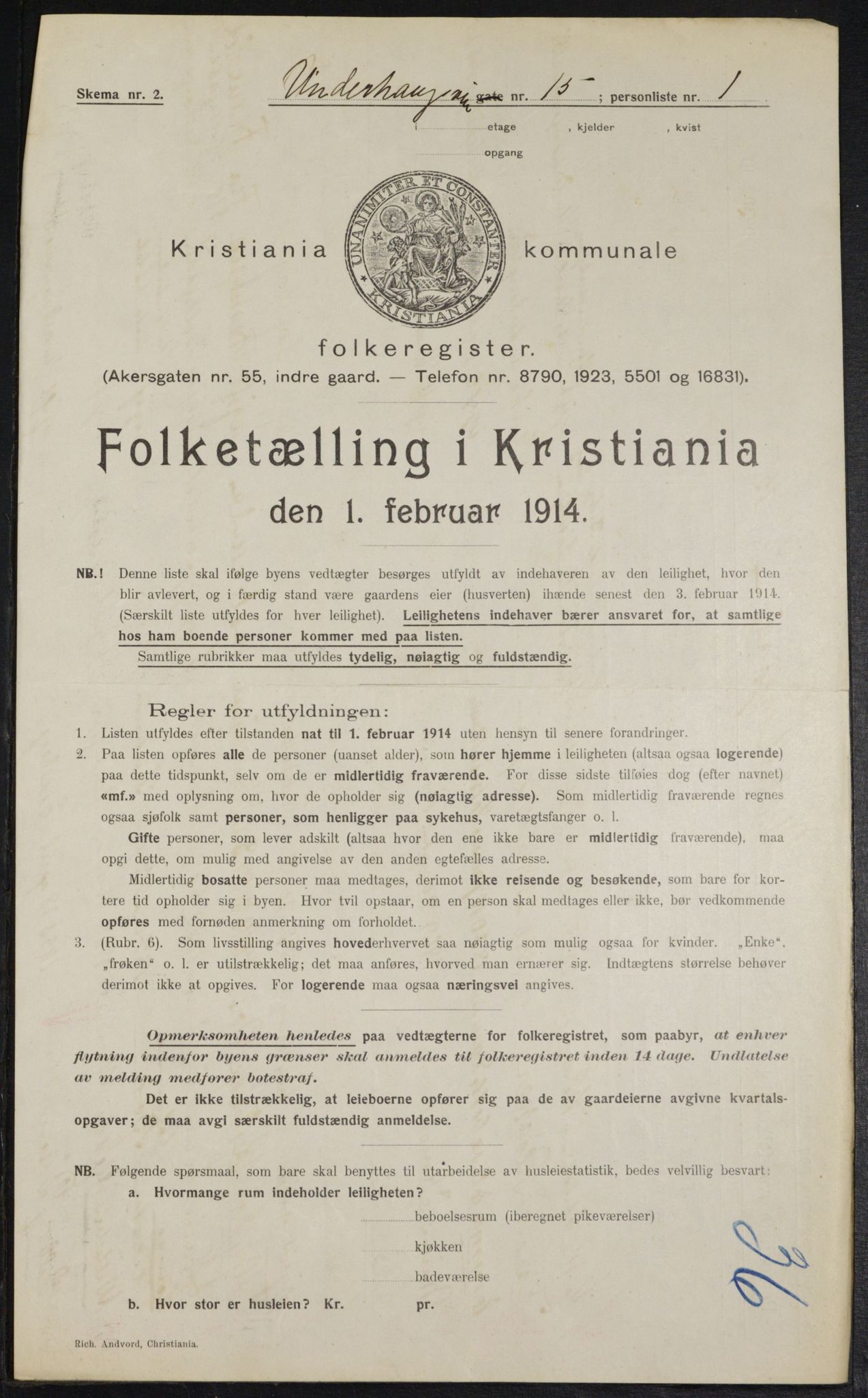 OBA, Municipal Census 1914 for Kristiania, 1914, p. 120961