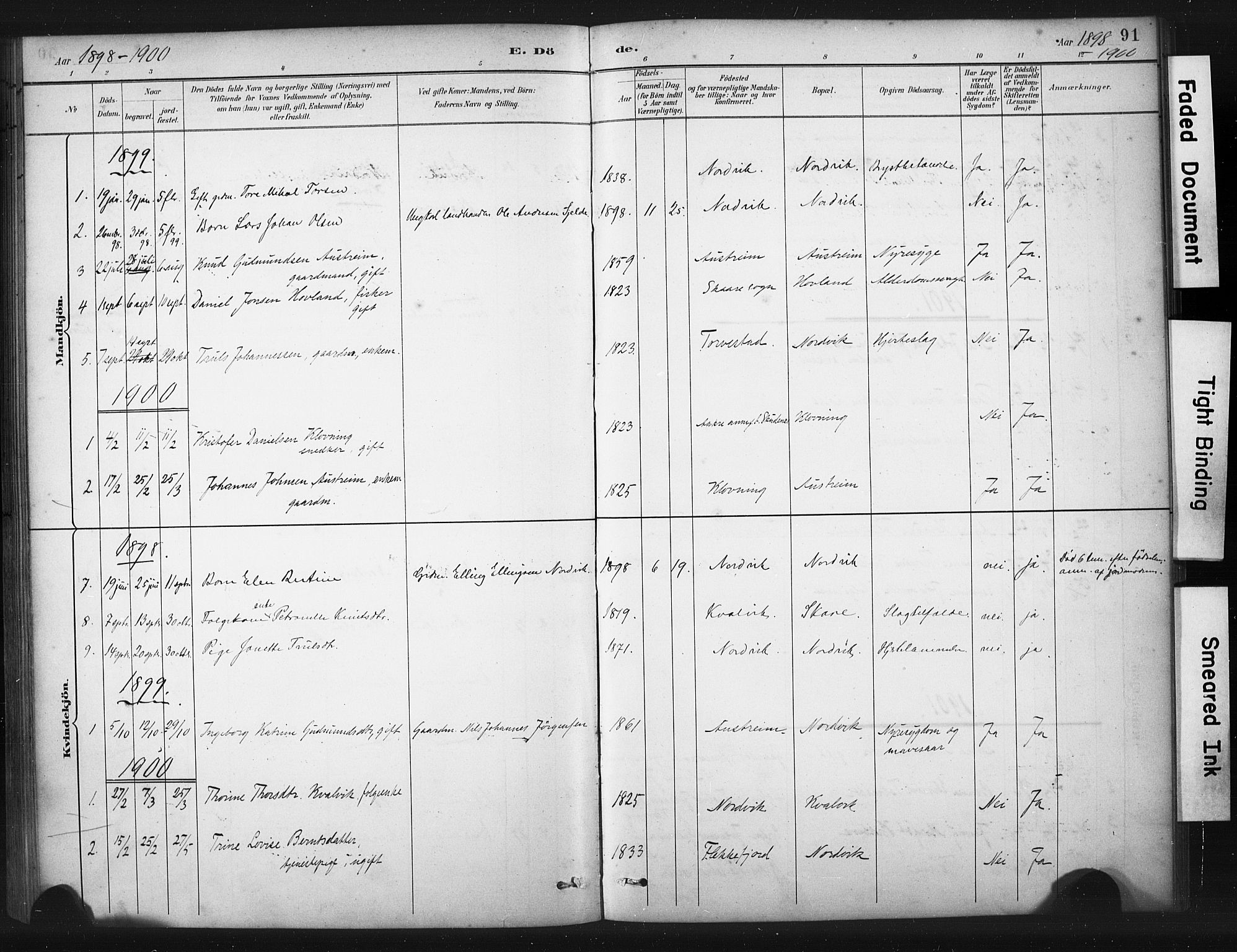 Torvastad sokneprestkontor, AV/SAST-A -101857/H/Ha/Haa/L0016: Parish register (official) no. A 15, 1883-1903, p. 91