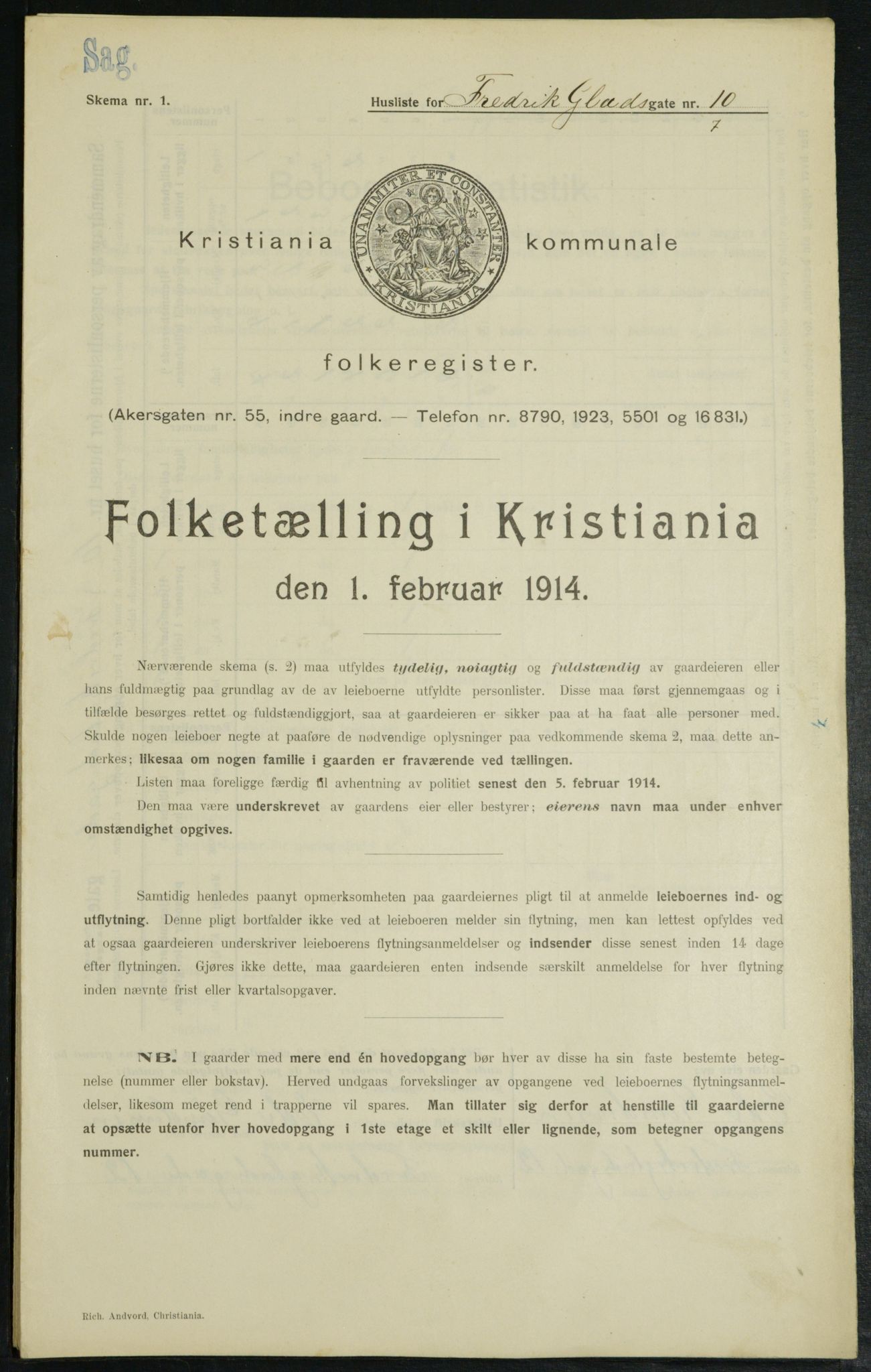 OBA, Municipal Census 1914 for Kristiania, 1914, p. 26677